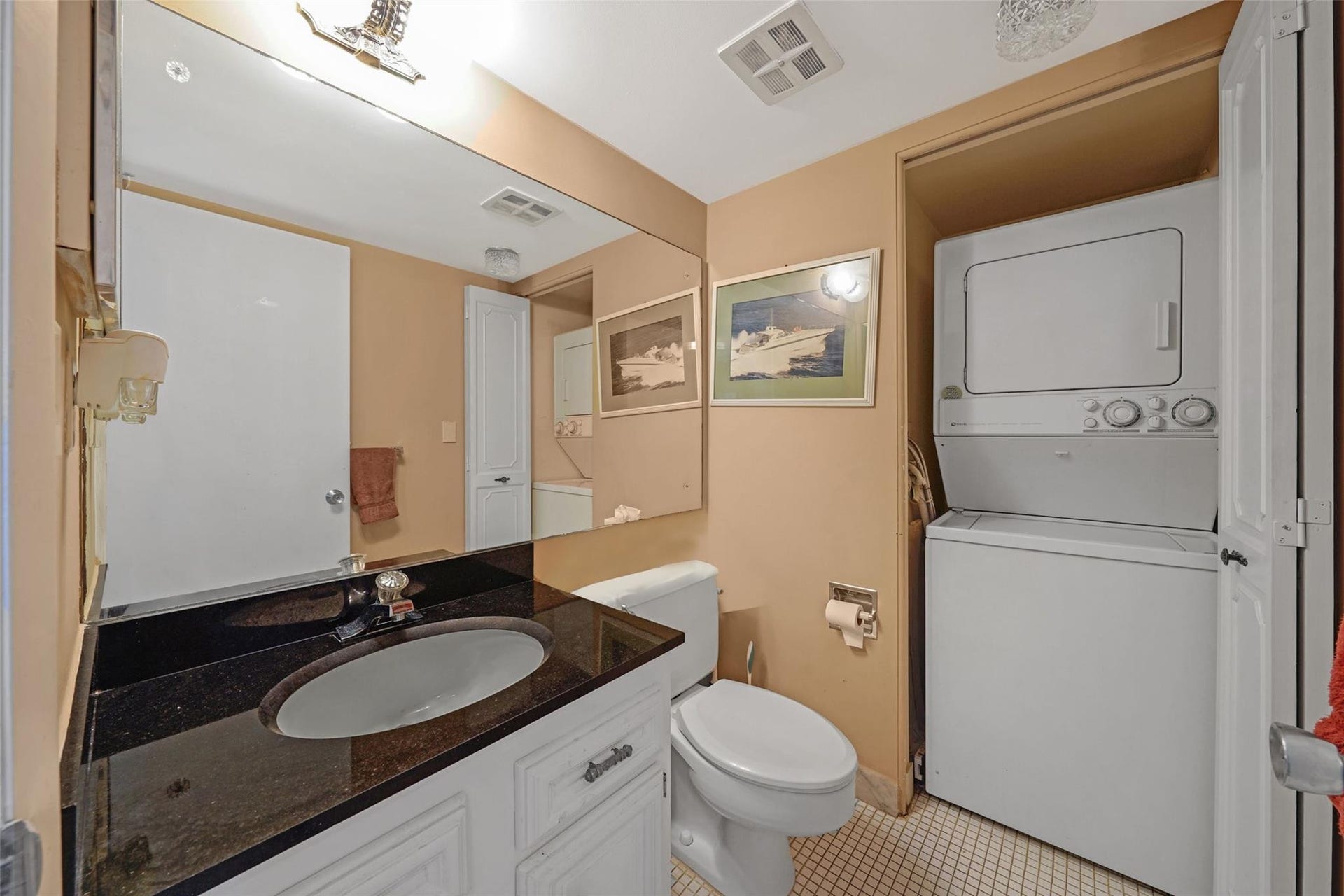 Half Bath with Stacked Laundry