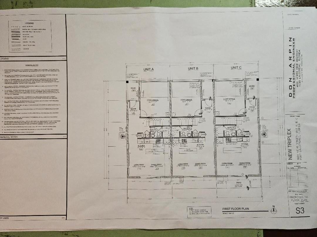 Fort Lauderdale, FL 33308 S3 new plans for City of Fort LauderdaleFirst floor, garage, kitchen, living, and 1/2 bathroom
