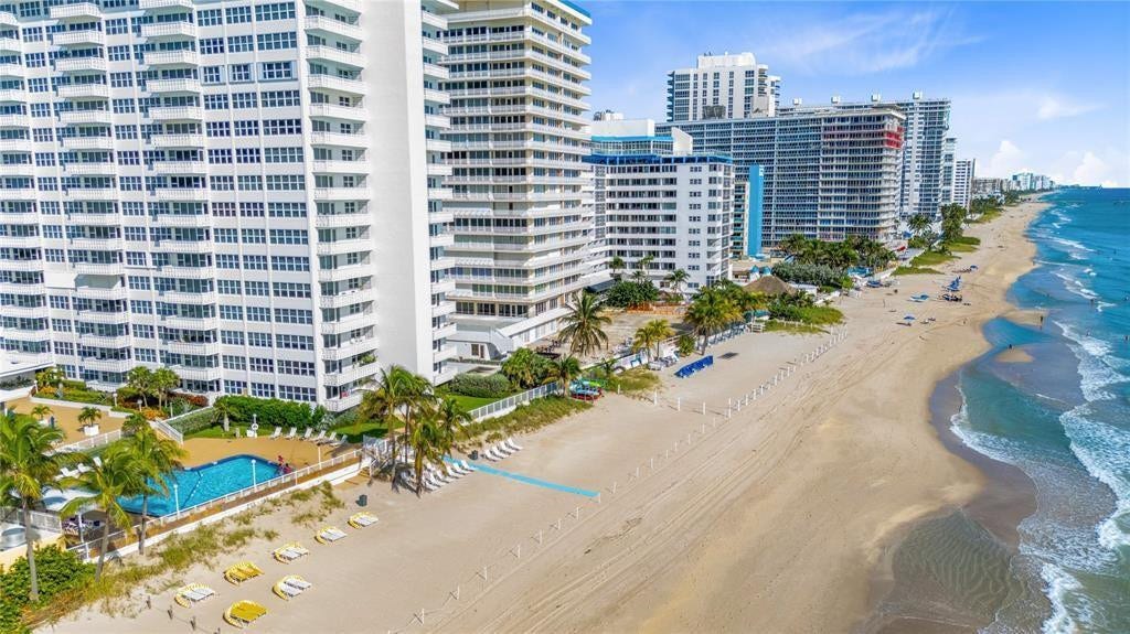 4010 Galt Ocean Drive, #702, Fort Lauderdale, FL 33308 Aerial view of pool and beach view
