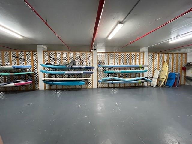 The beach storage room has room for paddleboards and canoes.