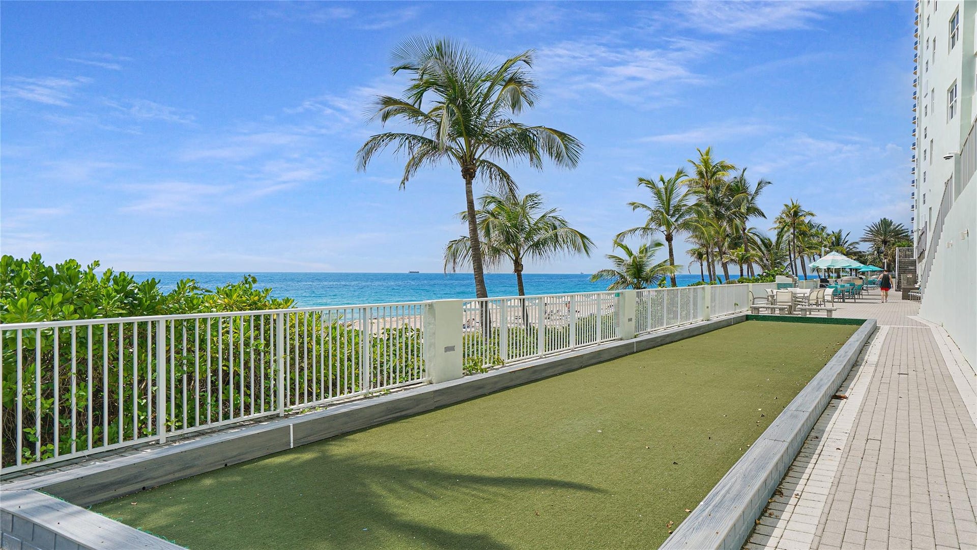 Oceanfront bocce court.