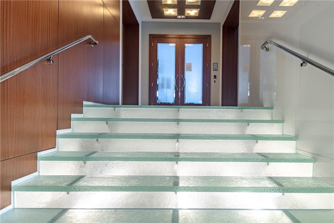 Dramatic glass stairway