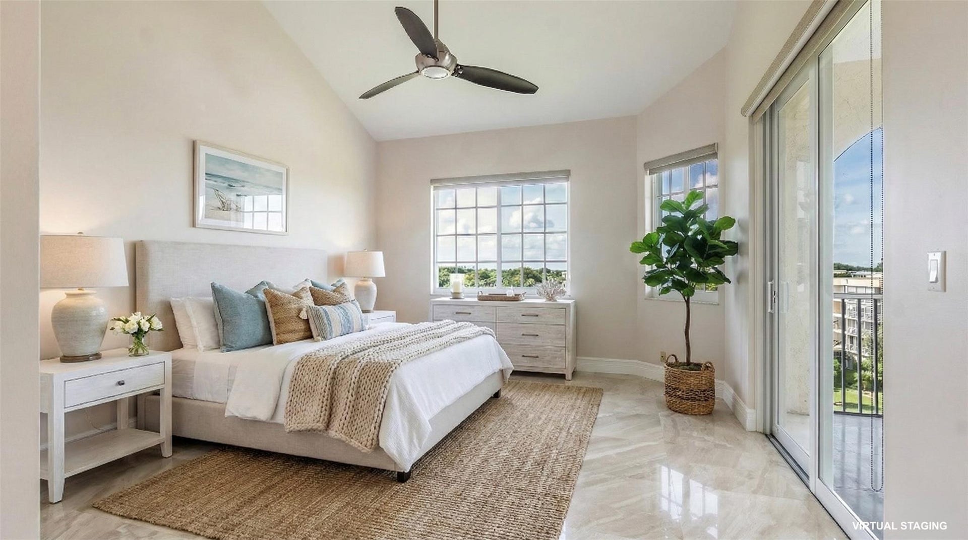 4116 W Palm Aire Drive, #166b, Pompano Beach, FL 33069 Large picture window fills the room with natural light and frames tranquil treetop views. (Virtual Staging)