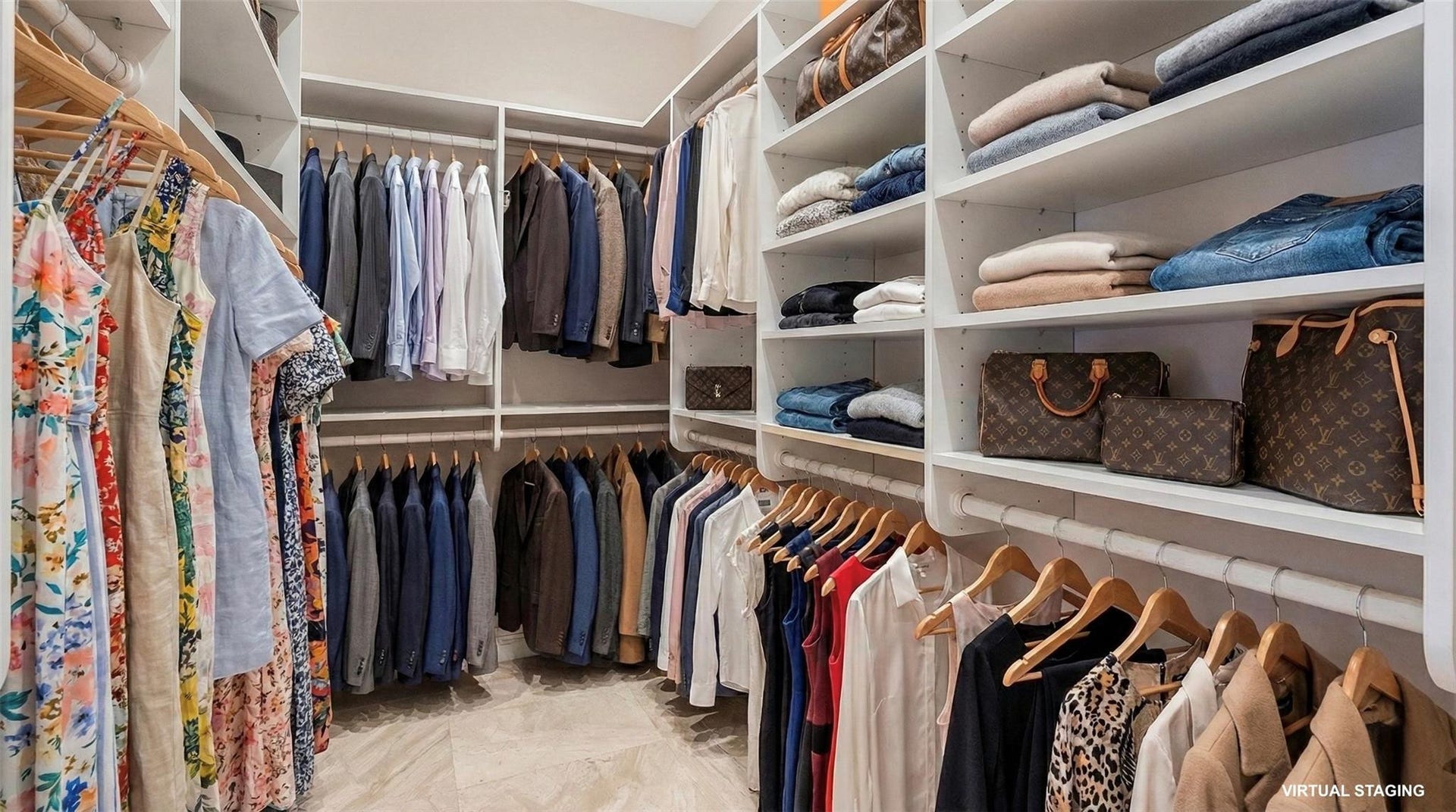 4116 W Palm Aire Drive, #166b, Pompano Beach, FL 33069 Primary Bed:Custom built-in shelving and hanging systems provide ample storage and organization options. (Virtual staging)