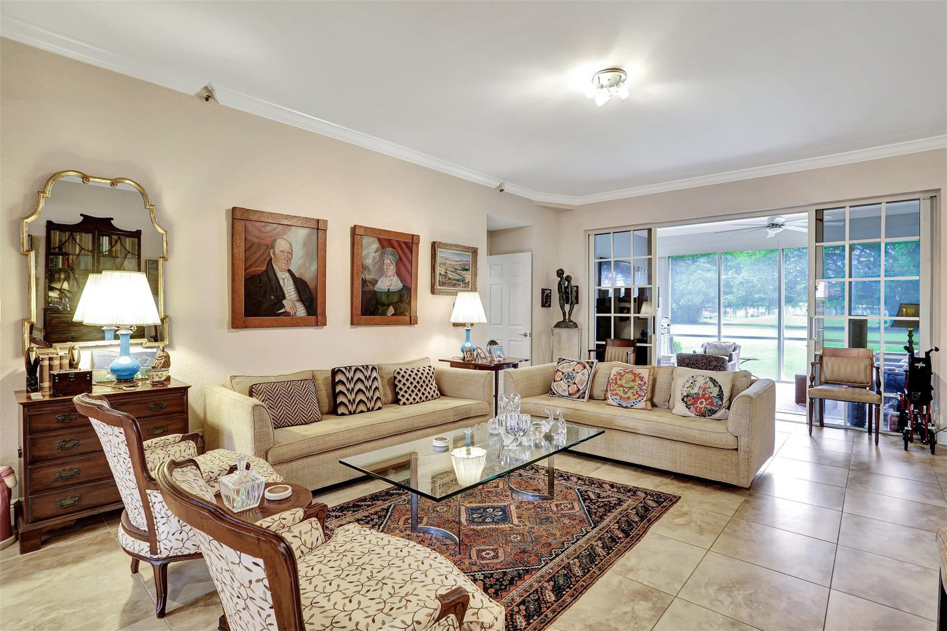 4112 W Palm Aire Drive, #121B, Pompano Beach, FL 33069 Living room with media room in back
