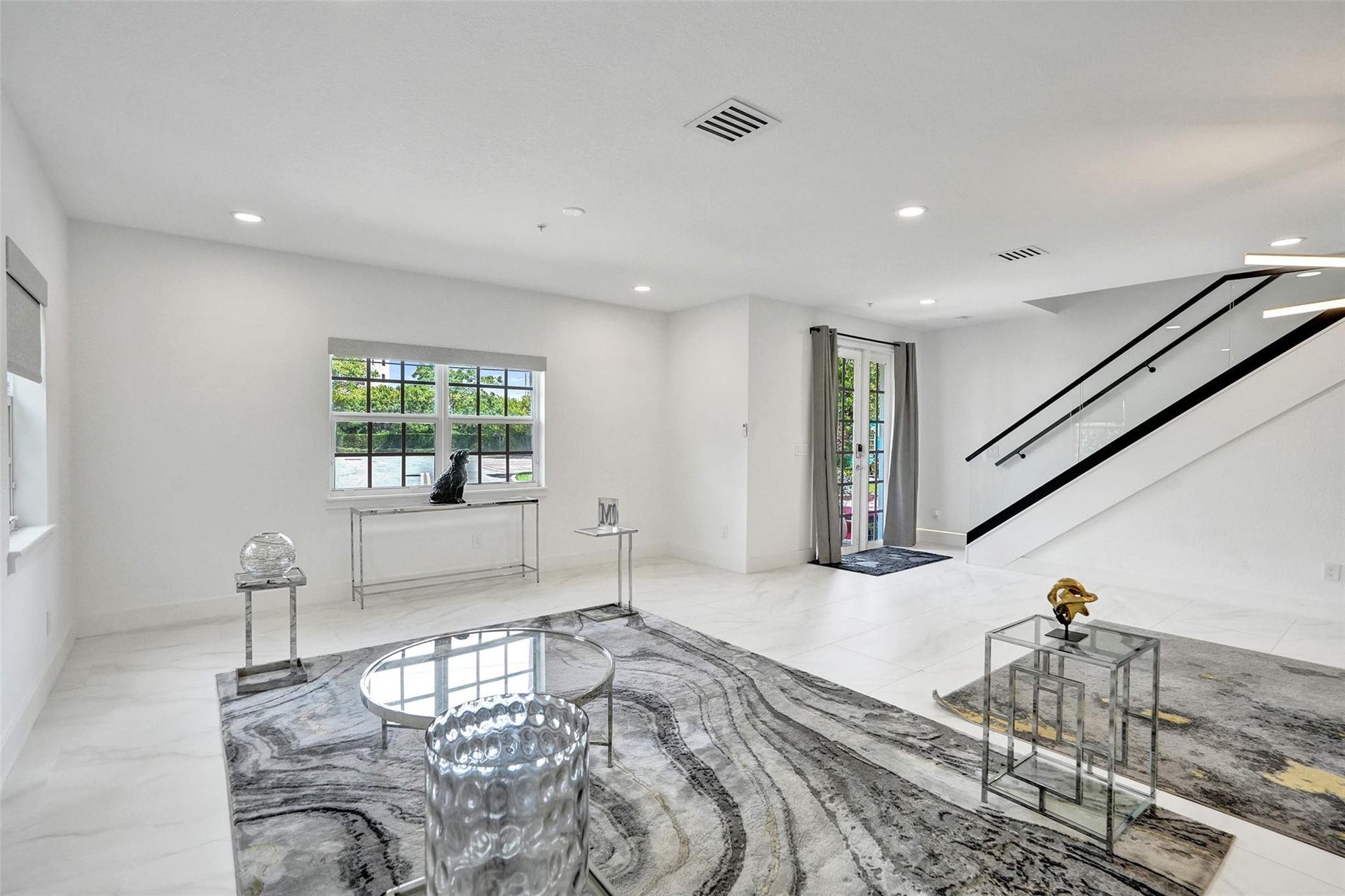 Spacious living area with designer finishes.