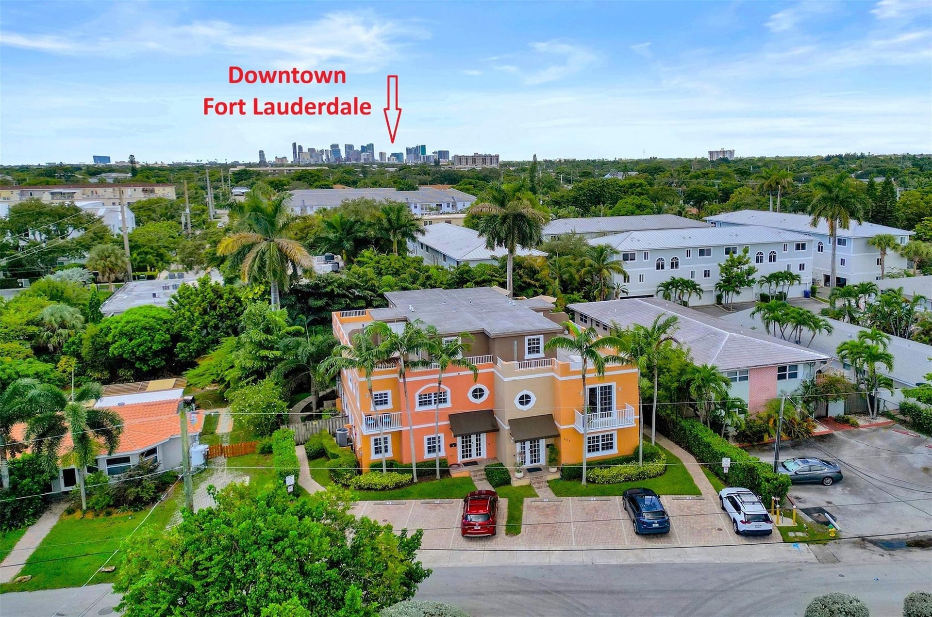 Aerial view toward Downtown Fort Lauderdale, minutes away