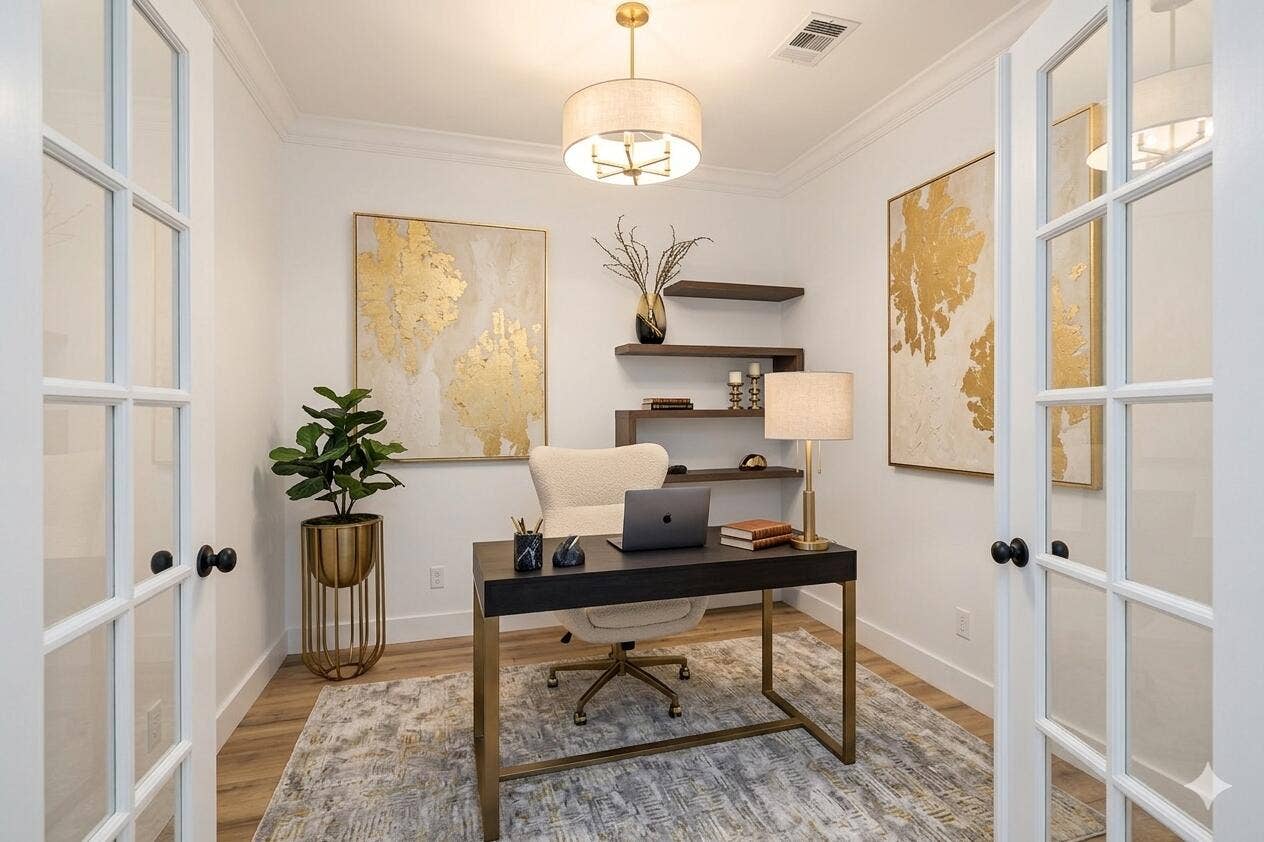 218 NE 15th Avenue, #218, Fort Lauderdale, FL 33301 Office with staged furniture for perspective.
