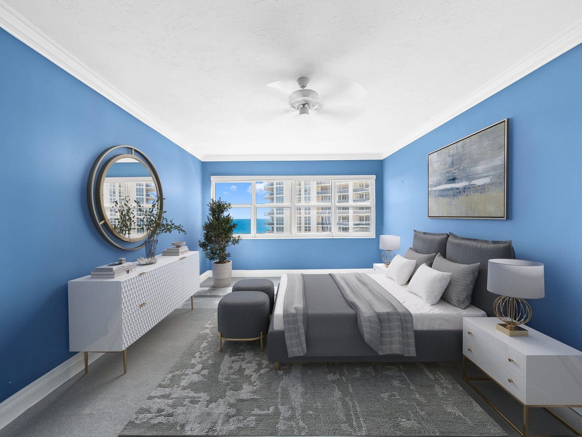3400 Galt Ocean Drive, #1202S, Fort Lauderdale, FL 33308 Virtually staged primary suite