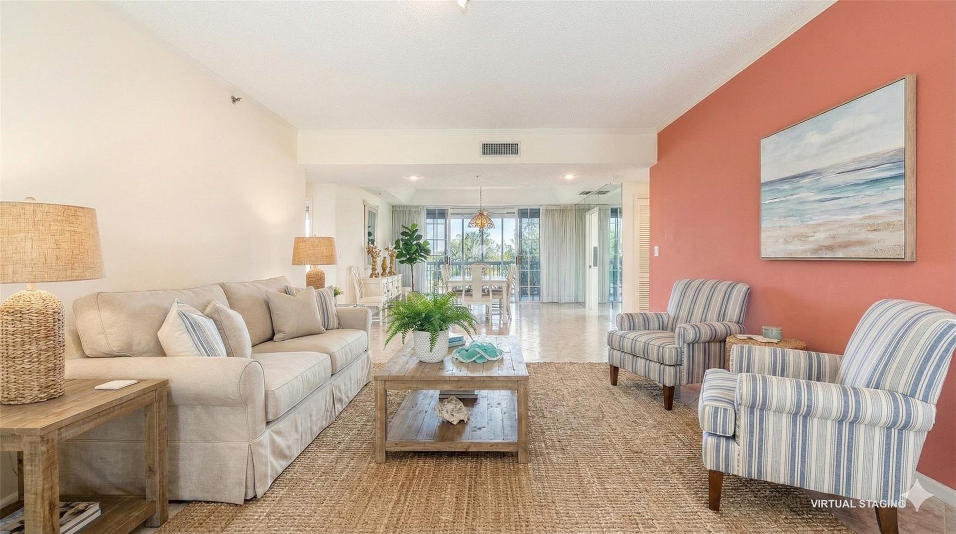4116 W Palm Aire Drive, #165A, Pompano Beach, FL 33069 Living room facing the dining room. (virtual staging)