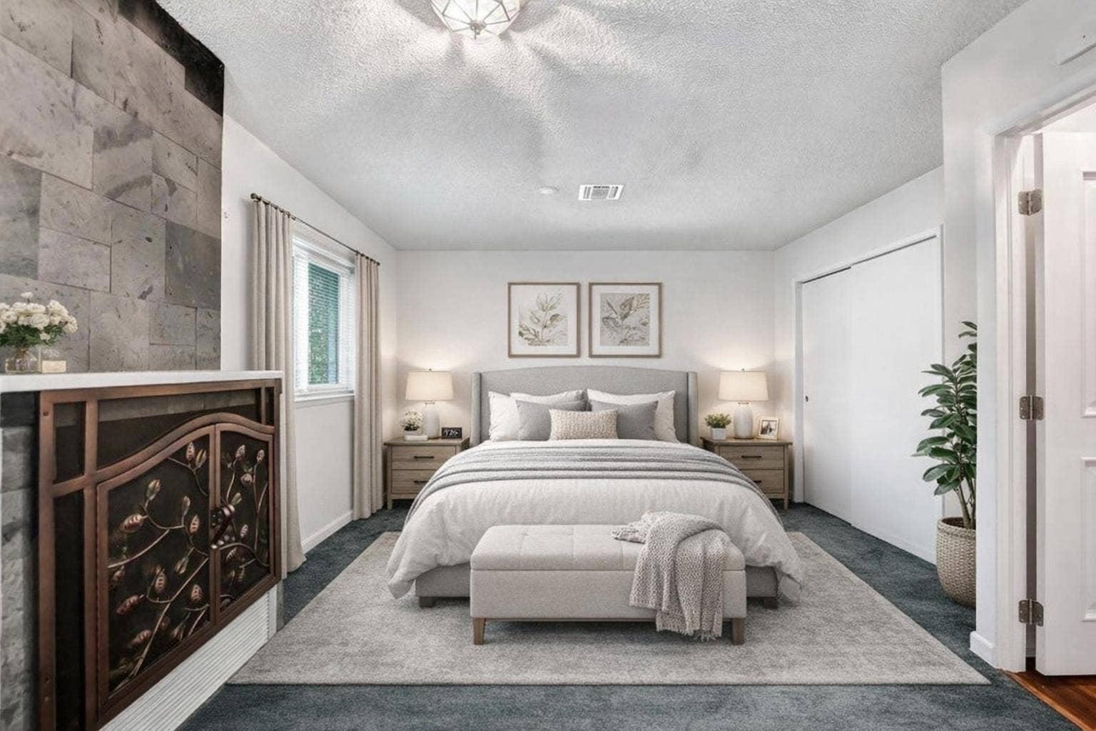 4731 NE 13 Avenue, Oakland Park, FL 33334 Primary bedroom with large sitting area. Virtually staged.
