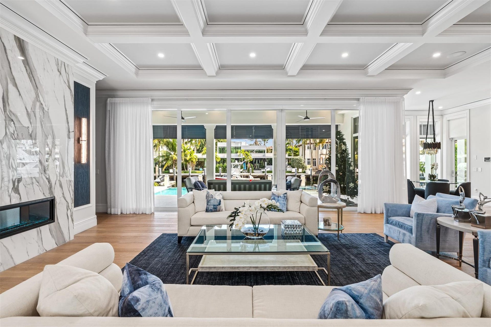 Main living room, great for relaxing nights by your gas, indoor fire place overlooking the water or for nights entertaining guests.