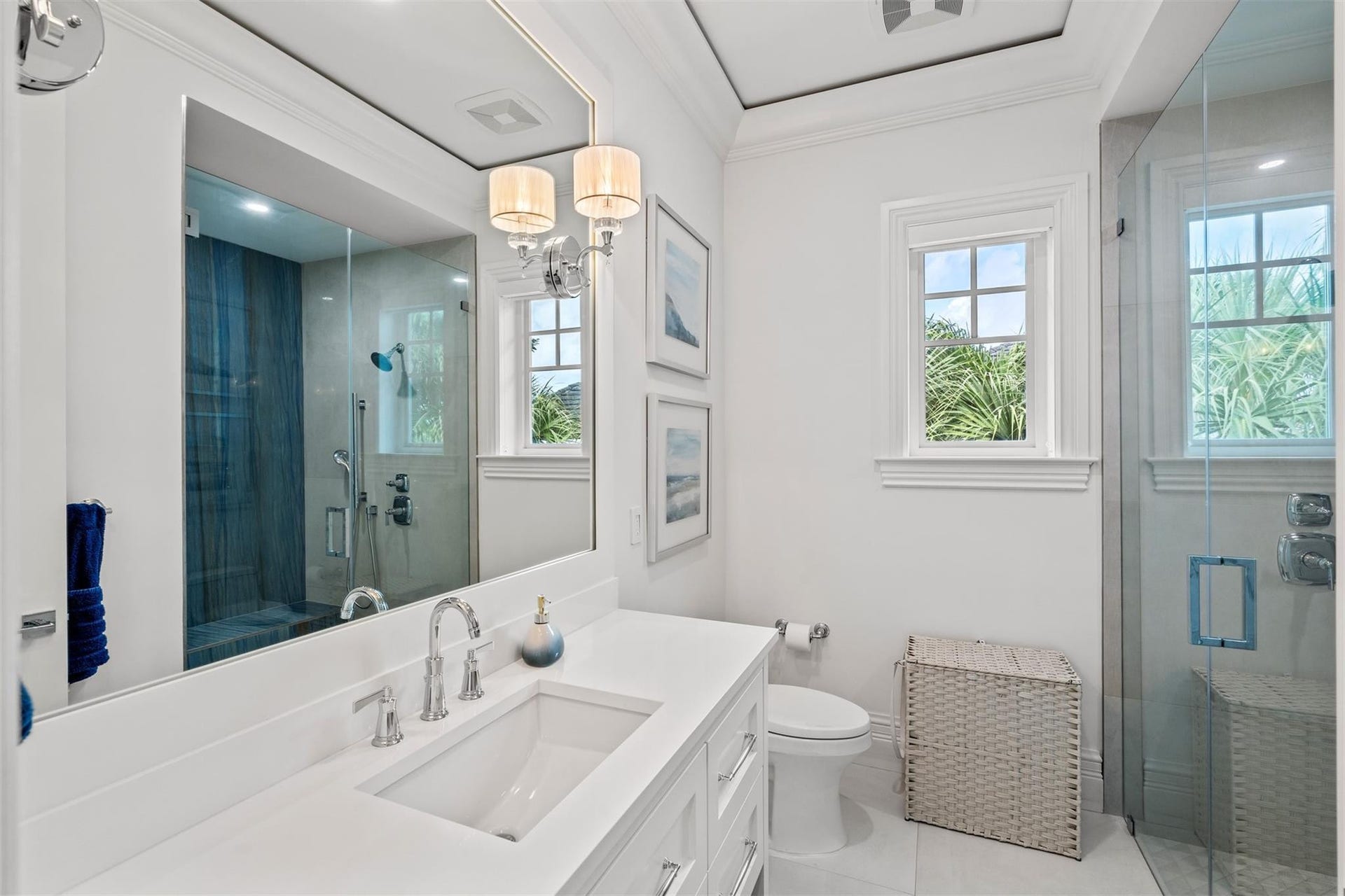 One of many spacious guest bathrooms.