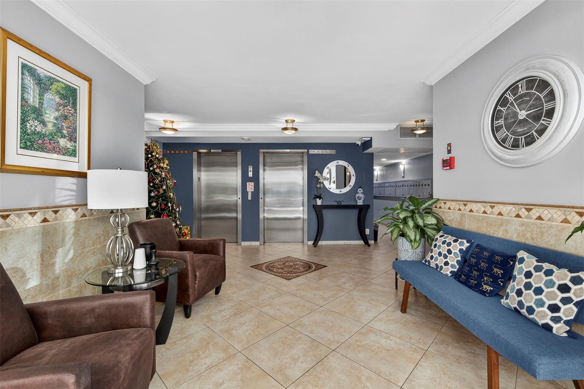 808 Cypress Boulevard, #203, Pompano Beach, FL 33069 lobby. elevators, mail area