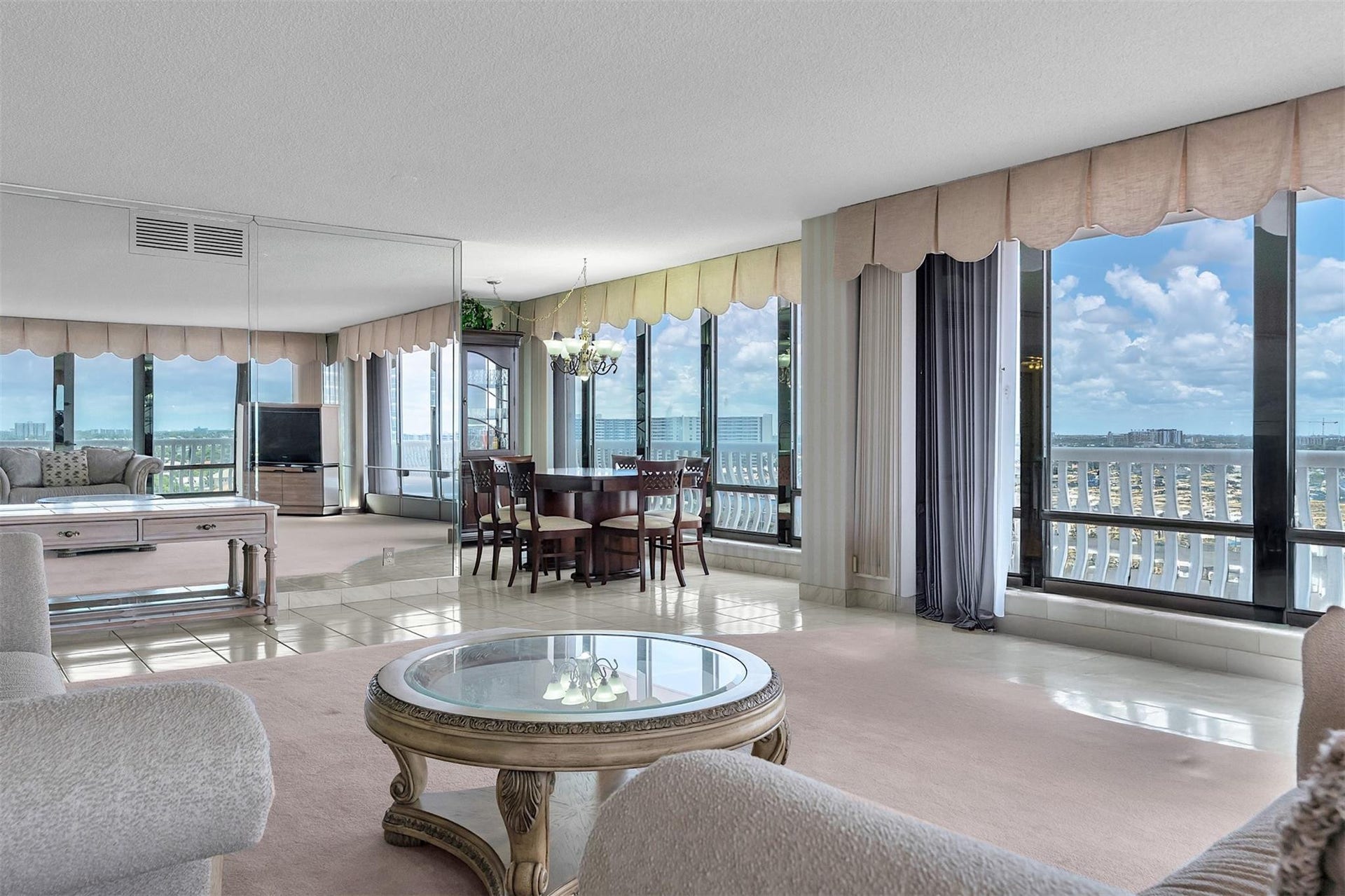 Views from Living Room facing South through floor to ceiling windows