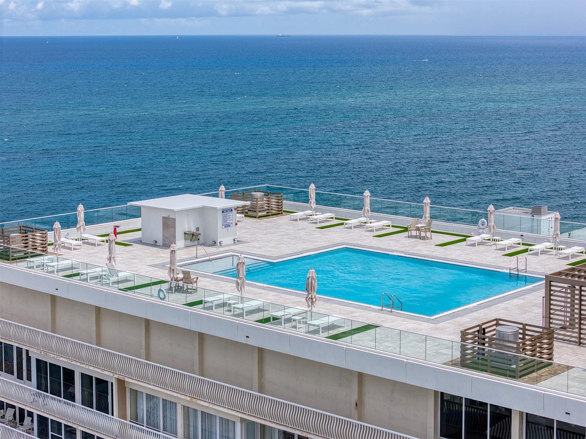 Eastside of Brand-New Rooftop Pool Deck and New furnishings