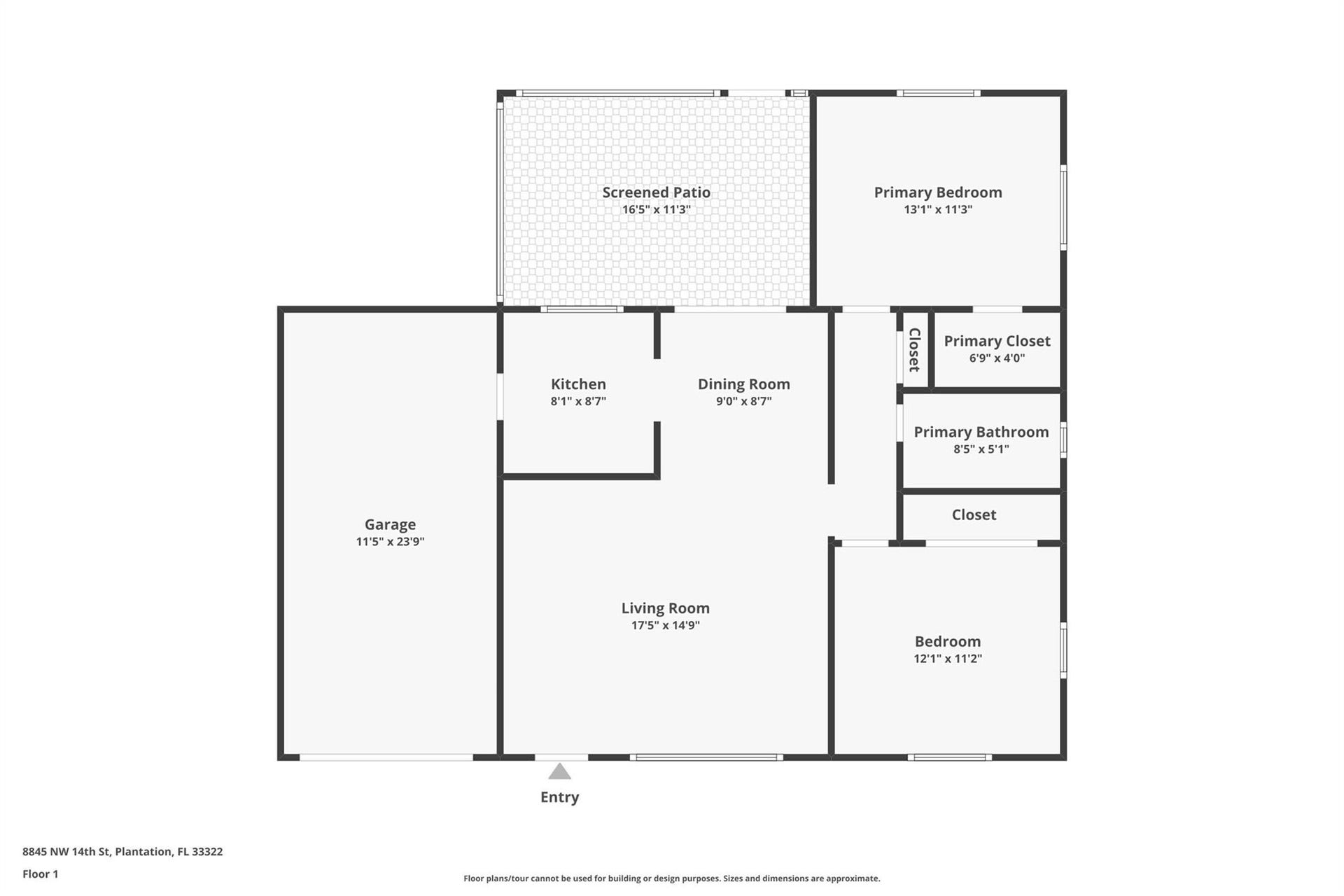 8845 NW 14th Street, Plantation, FL 33322 2 Bedroom, 1 Bath with a 1 car garage and screened patio.