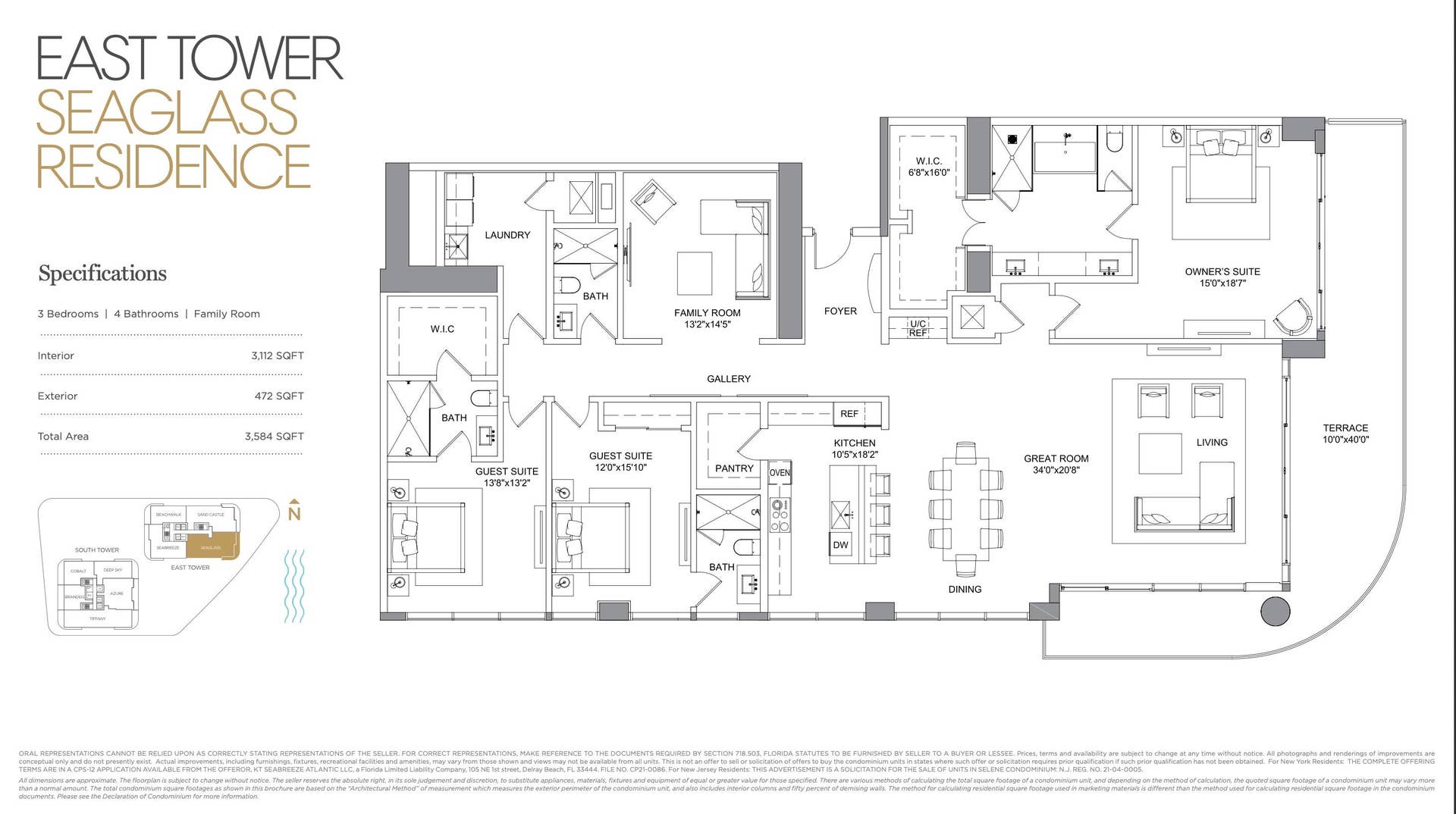 151 N Seabreeze Blv, #E-701, Fort Lauderdale, FL 33304 Seaglass Floorplan