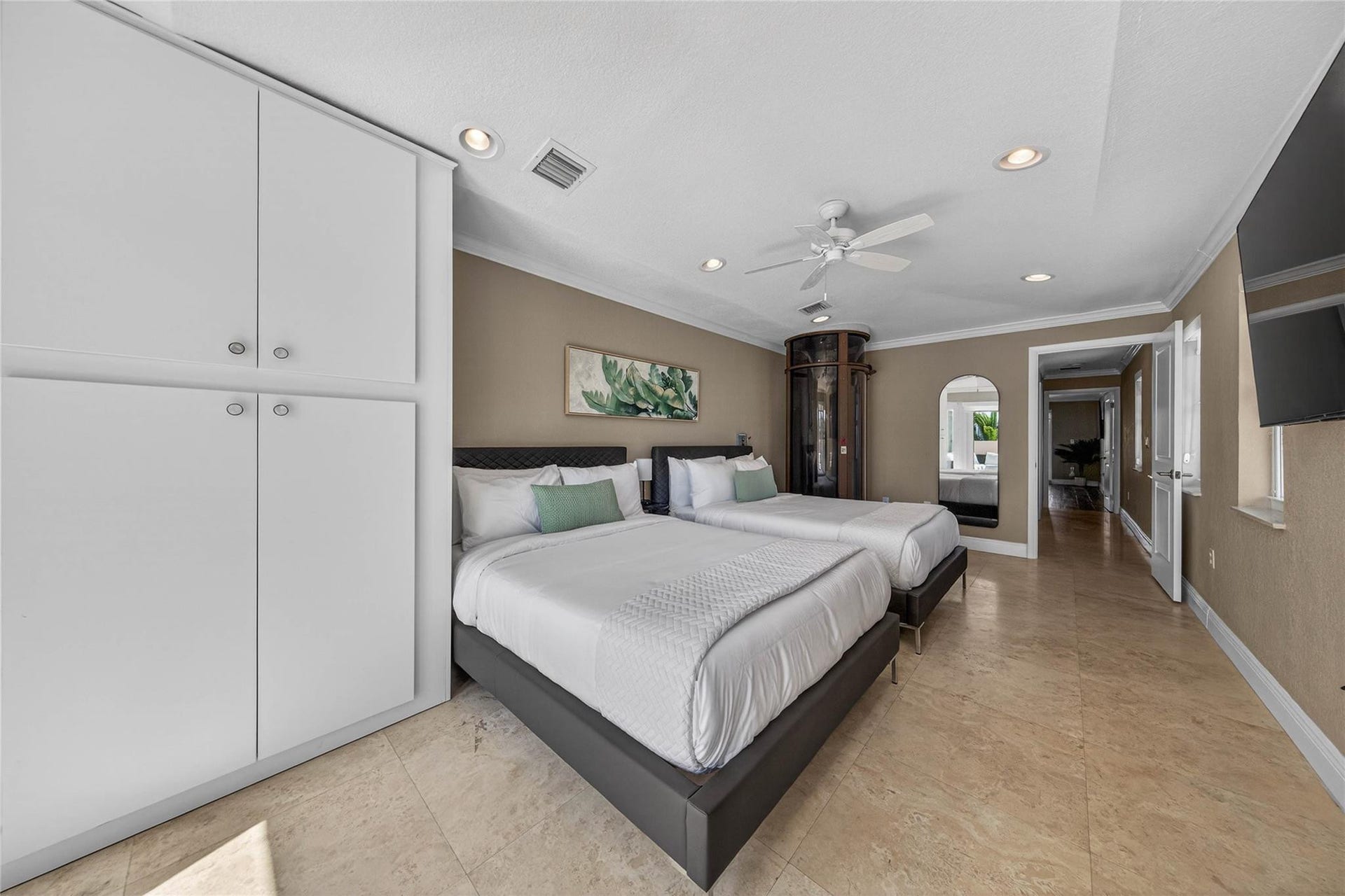 1215 NE 1st Street, Fort Lauderdale, Fort Lauderdale, FL 33301 Bedroom #3- 3rd Floor Bedroom with 2 Double Beds & Exit to Rooftop Deck