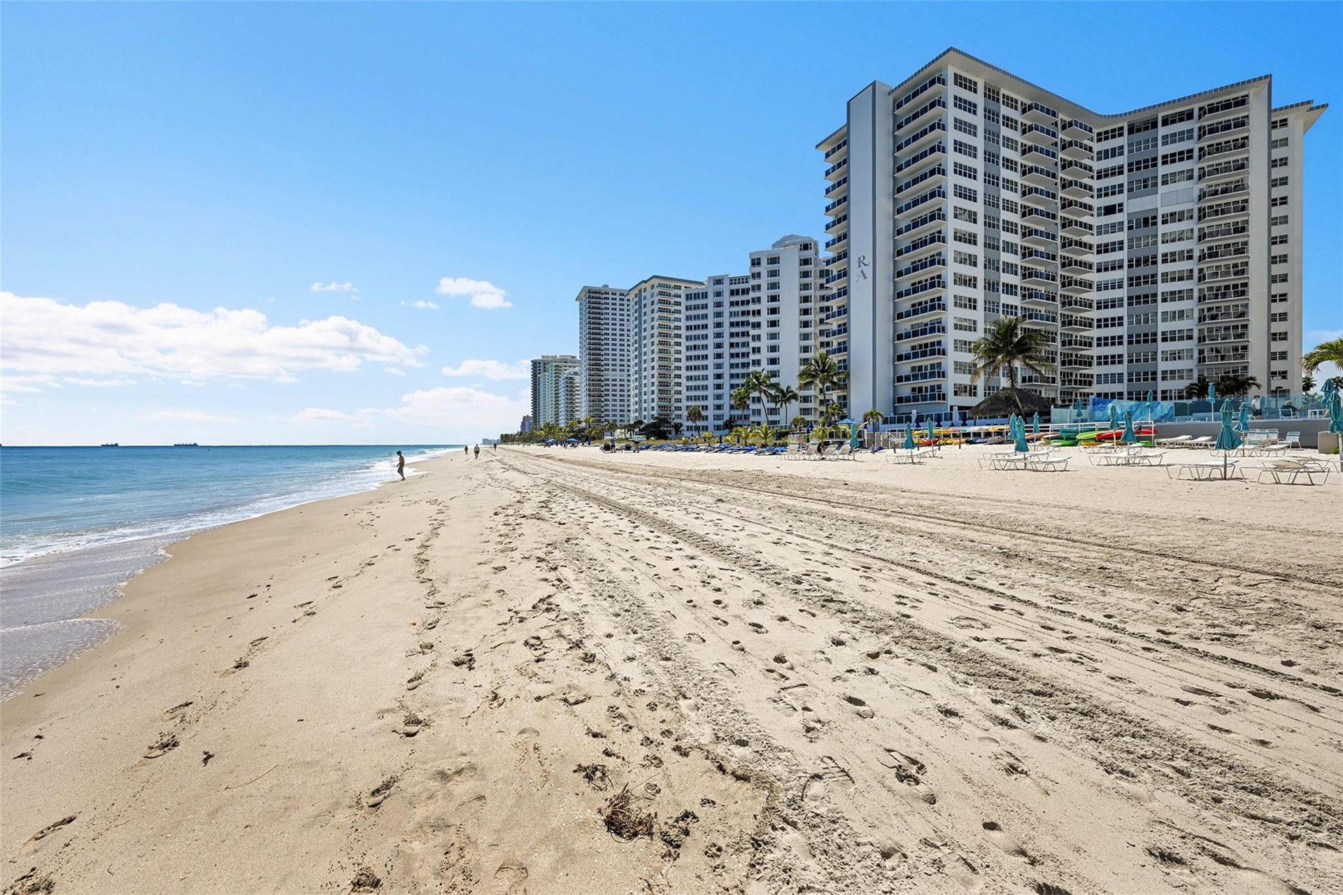 3700 Galt Ocean Drive, #1215, Fort Lauderdale, FL 33308 Private Beach chairs, Palm trees on the beach for shade, A Tiki Hut and Grills