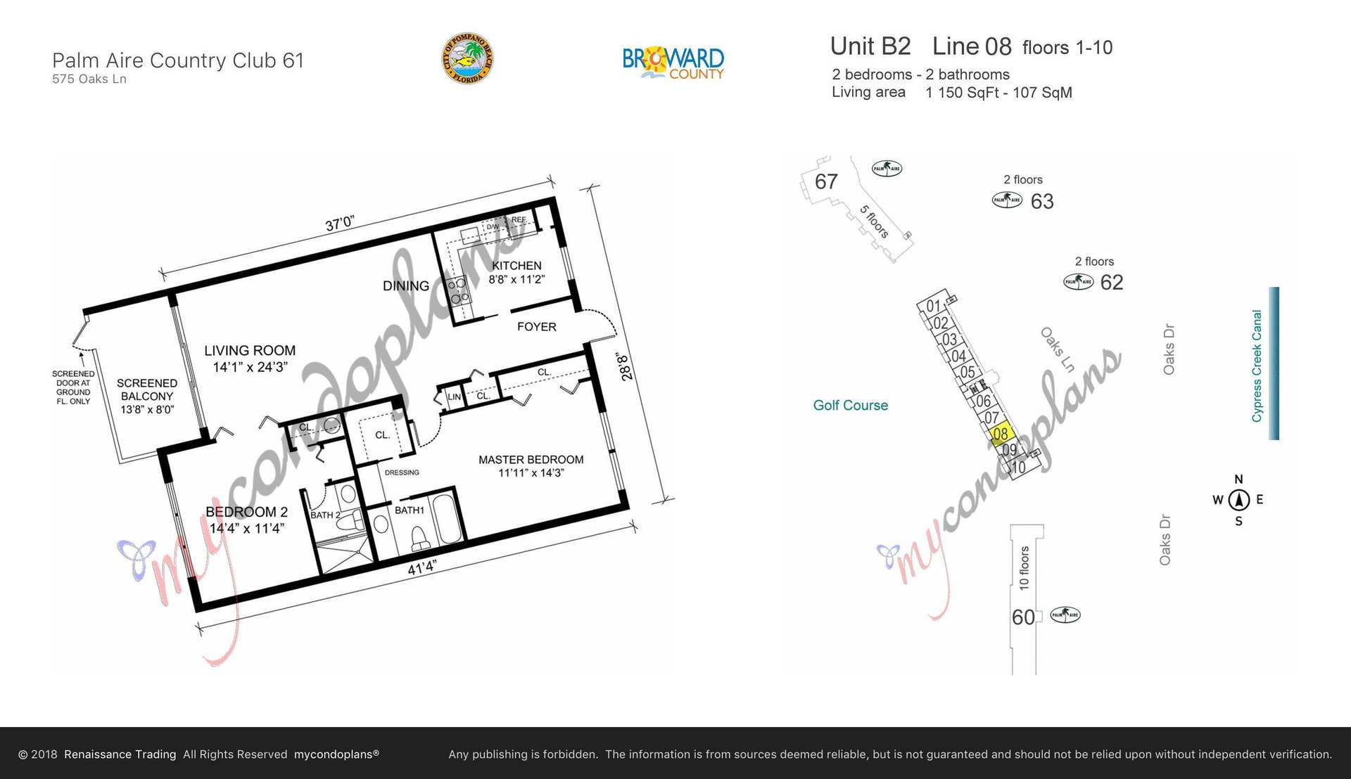 575 Oaks Lane, #908, Pompano Beach, FL 33069 Floor Plan 4925555