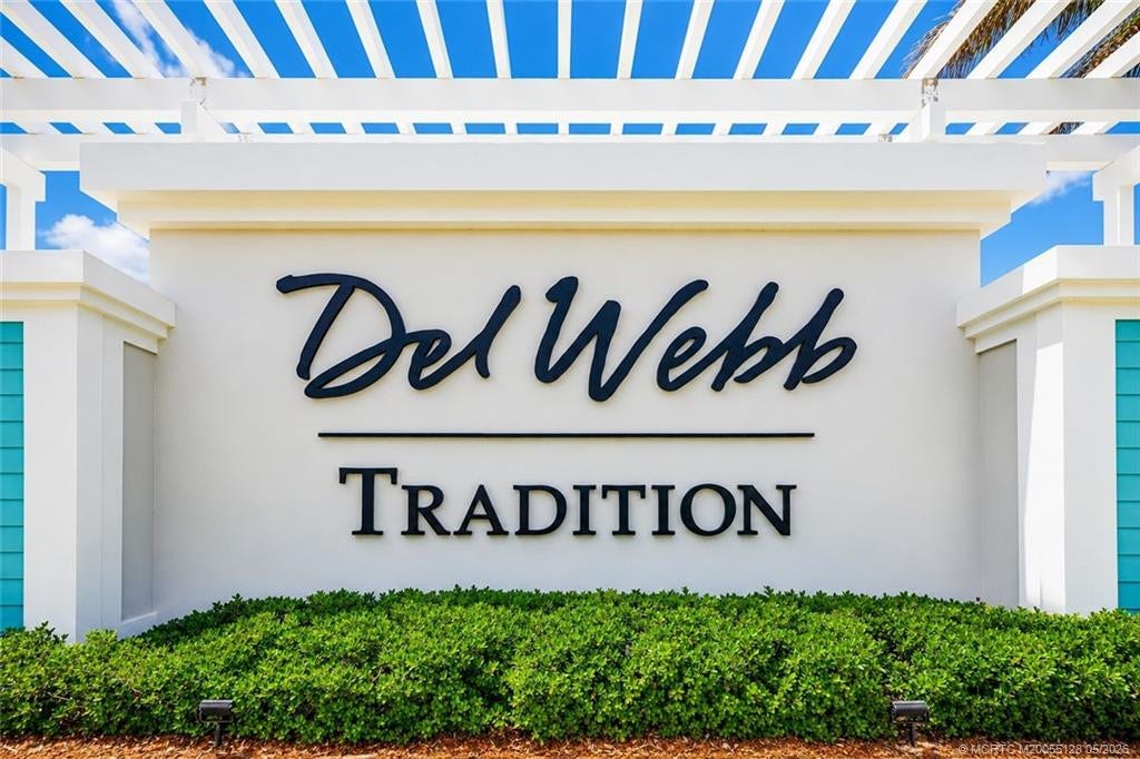 Located in the highly desirable Del Webb at Tradition, one of Port St. Lucies premier active adult communities offering resort-style amenities, social activities, fitness center, clubhouse, pickleball, tennis, and convenient access to shopping, dining, golf, and medical facilities.