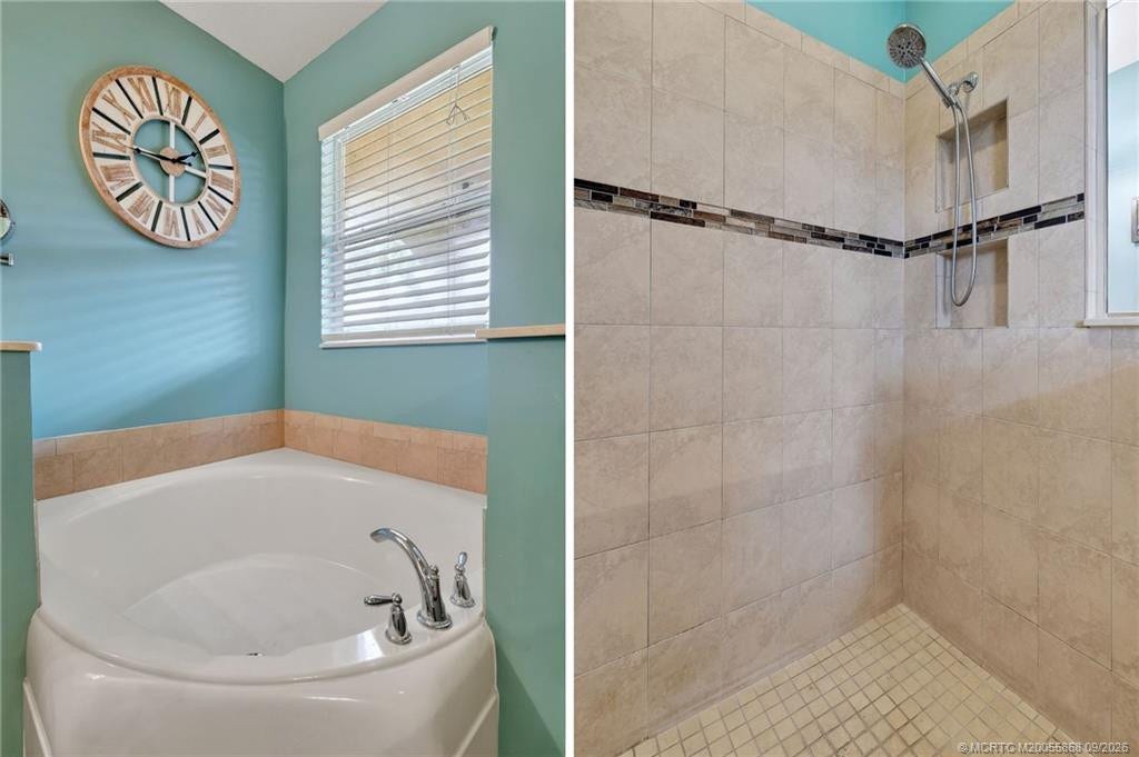 Shower and Tub in Primary Suite Bath