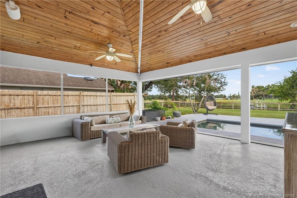 2657 SW Harem Circle, Port St Lucie, FL 34953 Retractable phantom screen on this delightful patio with wooden ceiling