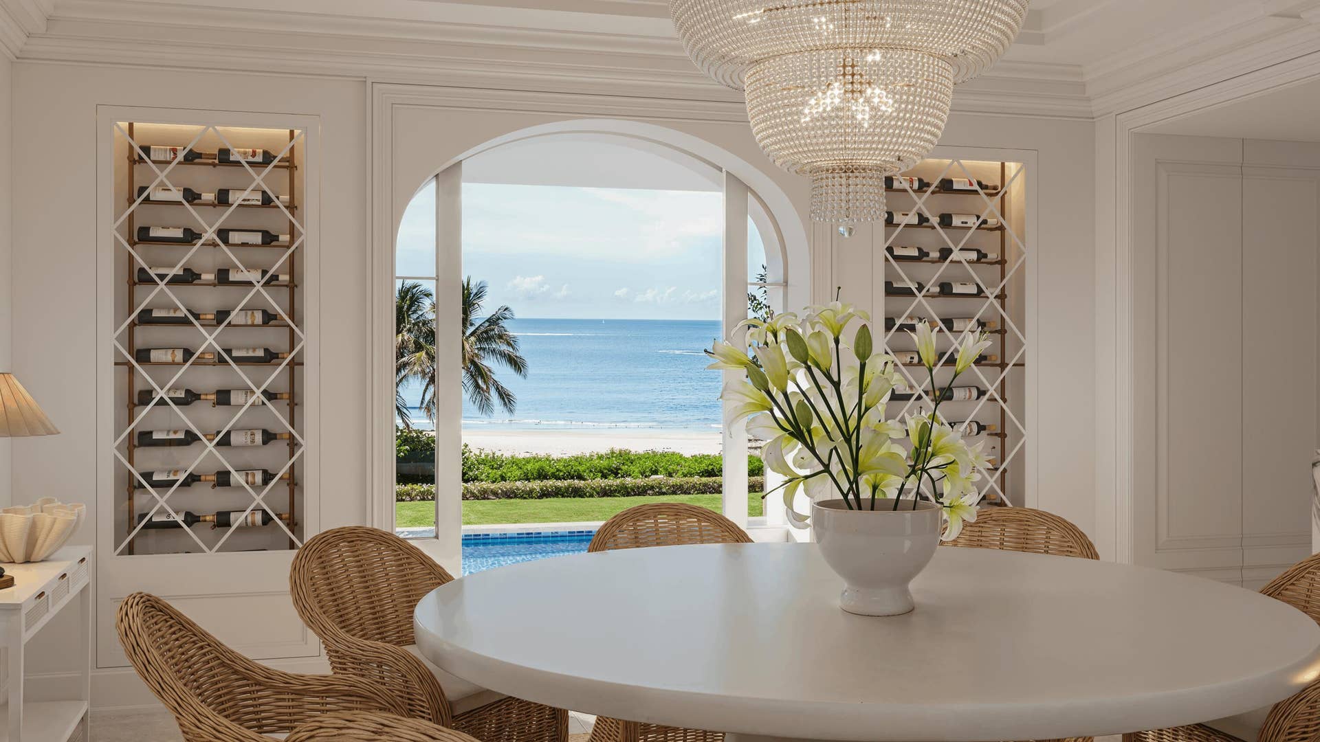 1285 N Ocean Boulevard, Palm Beach, FL 33480 Dining Room overlooking Ocean and Pool