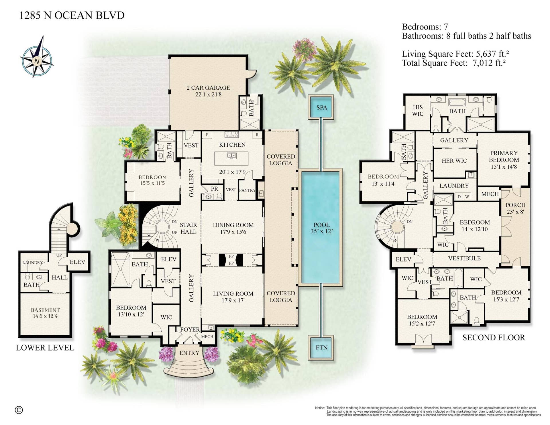 1285 N Ocean Boulevard, Palm Beach, FL 33480 Floor Plan