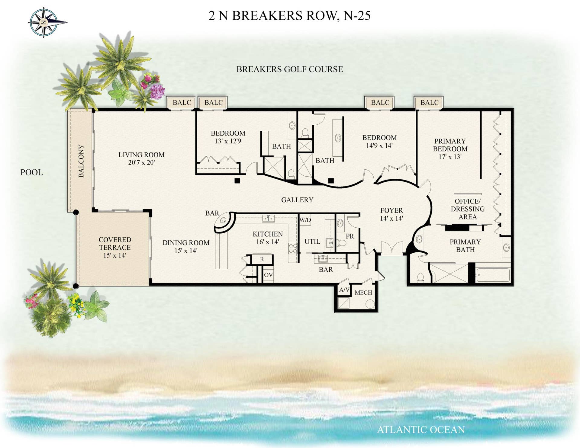 2 N Breakers Row, #N25, Palm Beach, FL 33480 2 N BREAKERS ROW, N-25 color