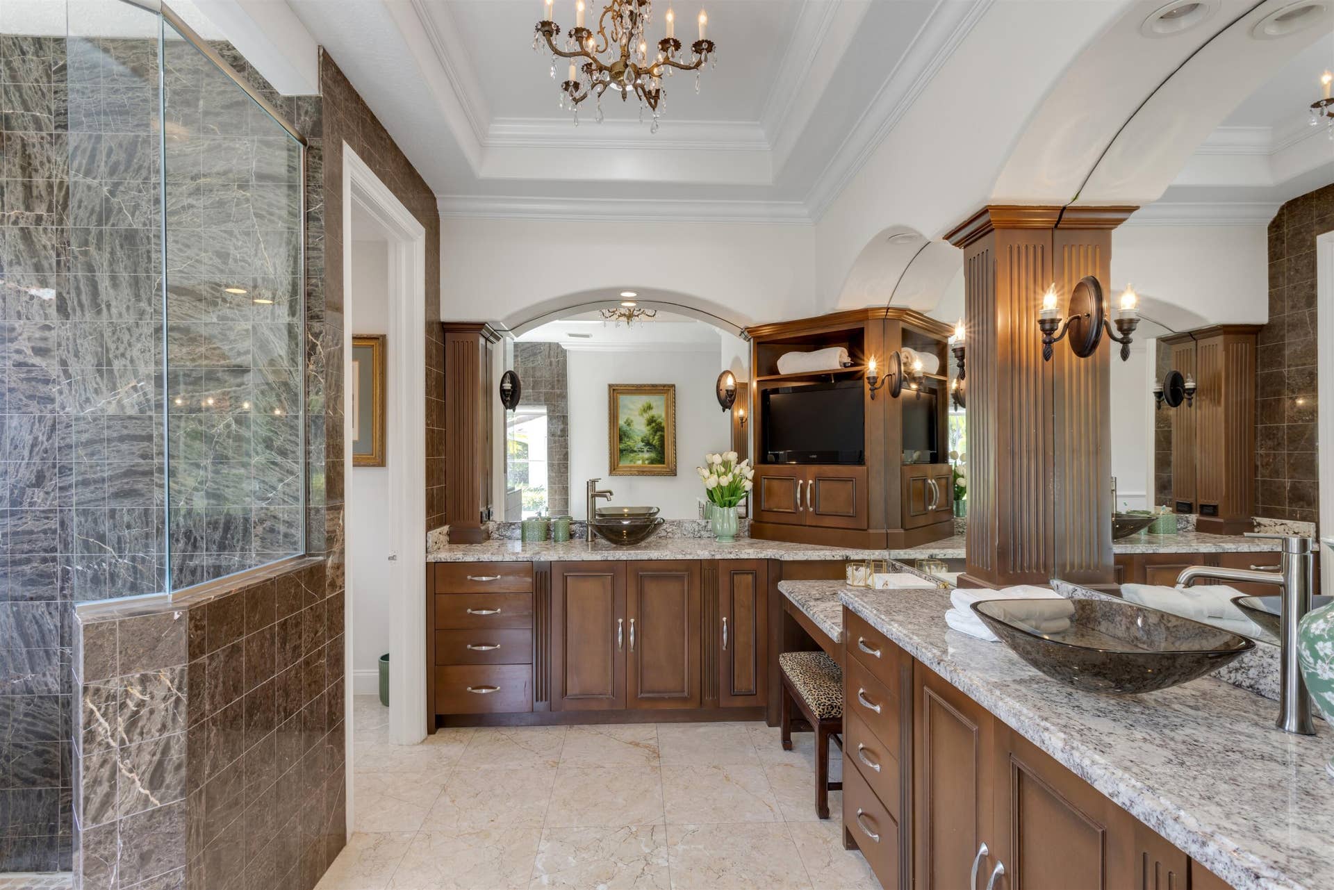 Dual Vanities with makeup station