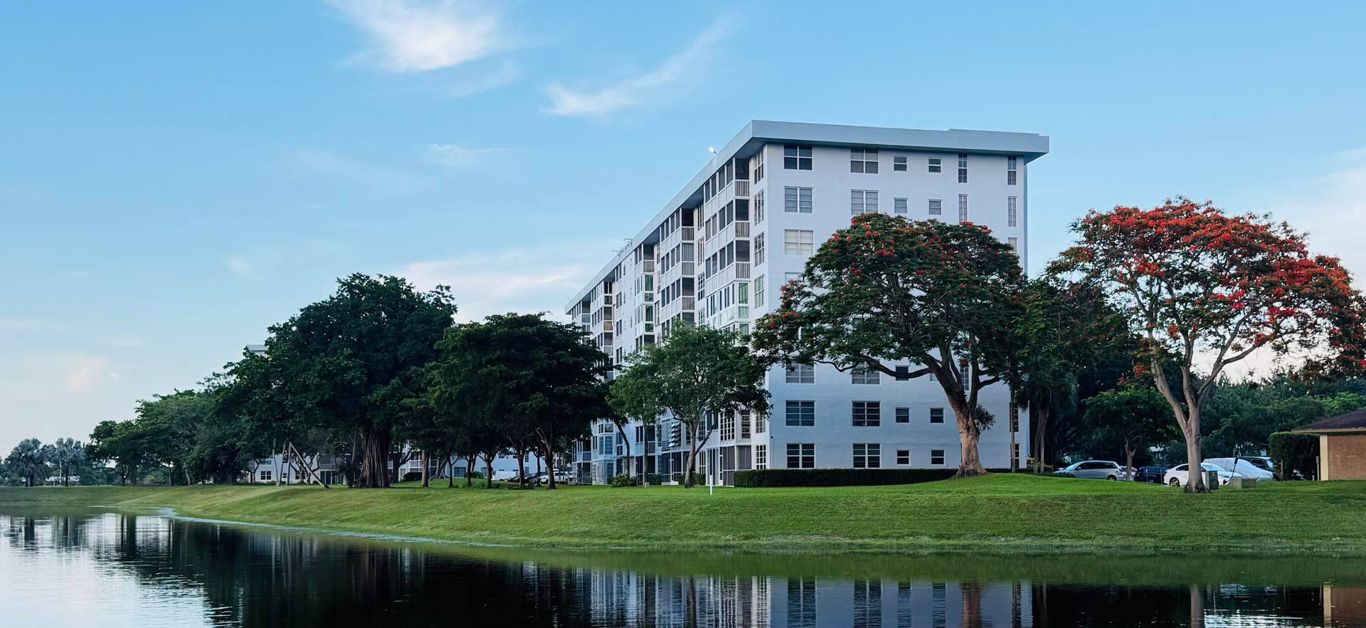 3080 N Course Drive, #202, Pompano Beach, FL 33069 Newly painted building after restorations with impeccable common grounds