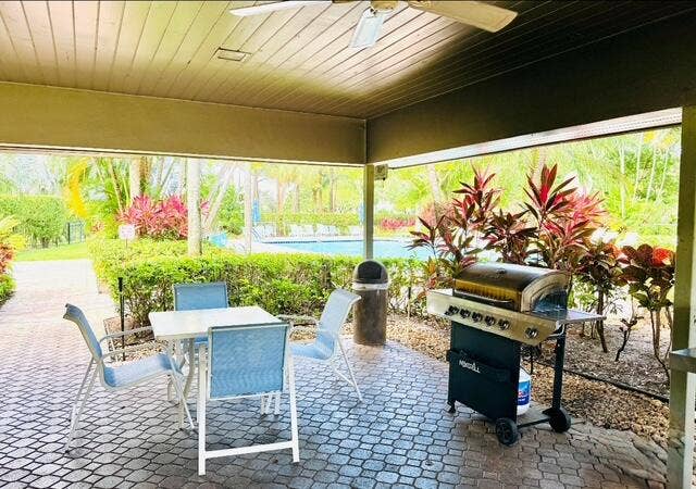 3080 N Course Drive, #202, Pompano Beach, FL 33069 Double set of propane, barbecues, and pavilion for reserved parties poolside