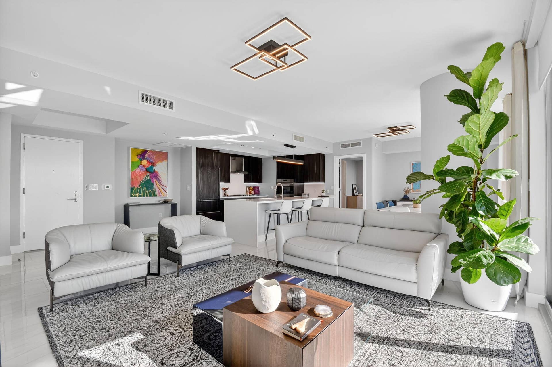 1180 N Federal Highway, #1409, Fort Lauderdale, FL 33304 Living Room, 10ft Ceilings, Floor to Ceiling Impact Glass, Access to Oversized Balcony