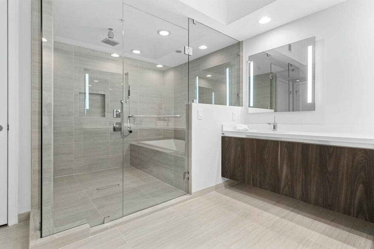 1180 N Federal Highway, #1409, Fort Lauderdale, FL 33304 Primary Ensuite with Dual Sinks, Italian Cabinetry and Wet Room