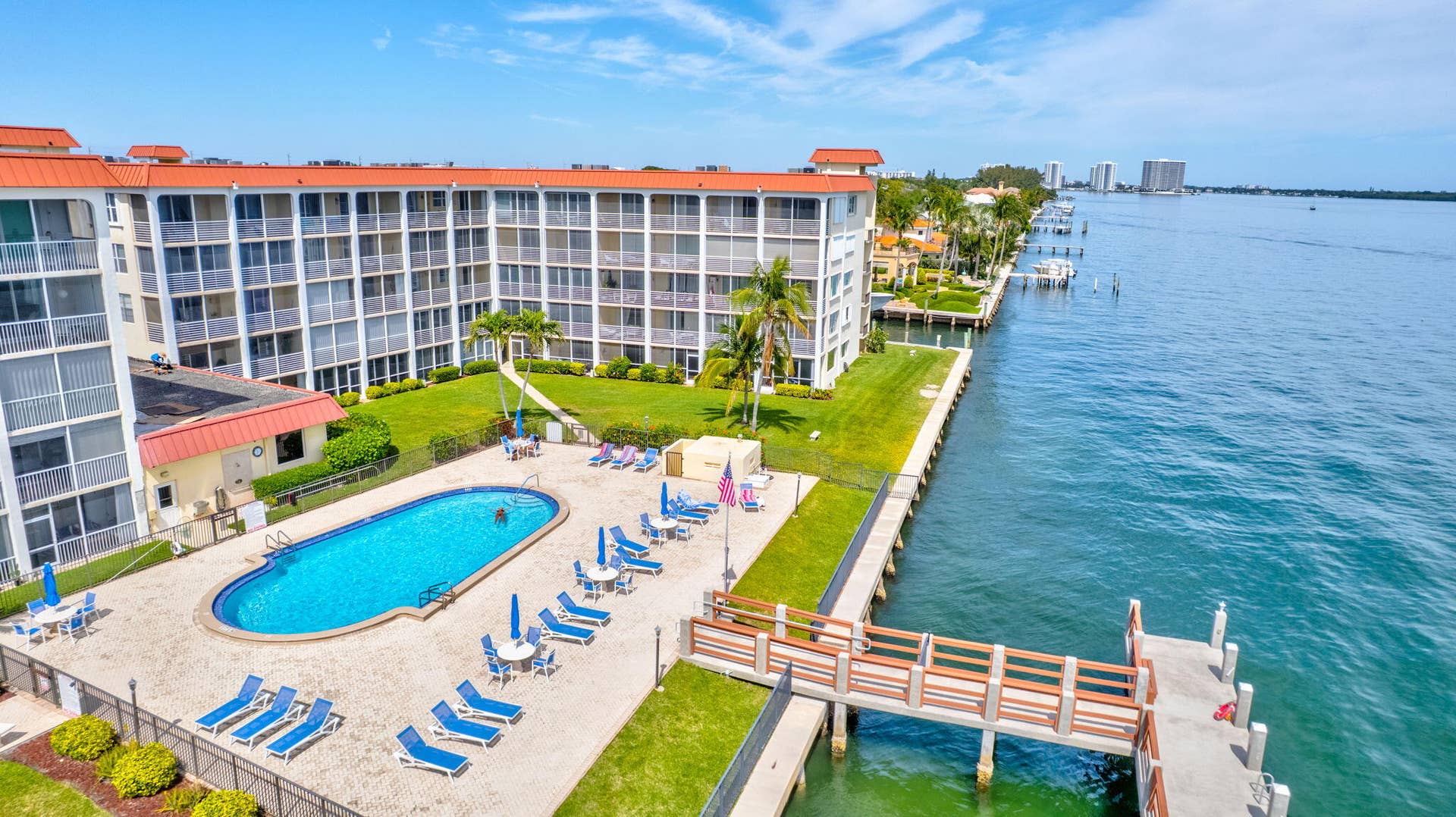 105 Paradise Harbour Boulevard, #109, North Palm Beach, FL 33408 aerial pool