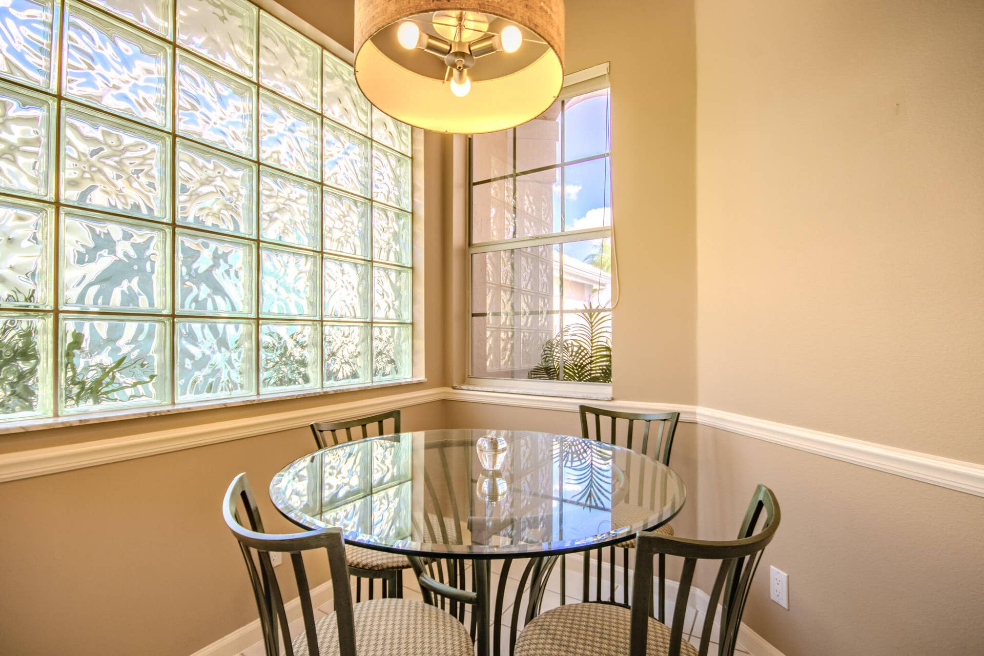 Glass block eating area