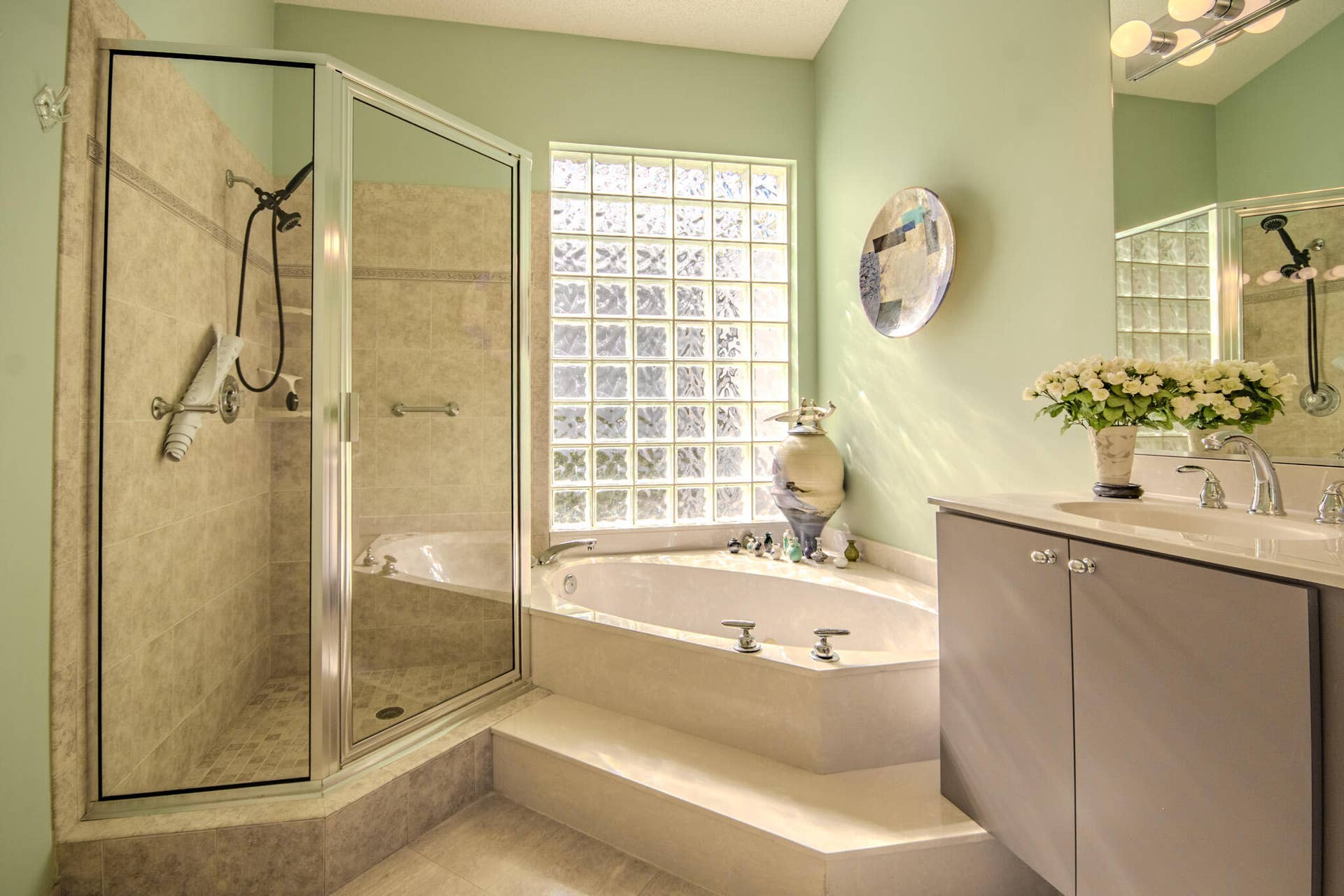 Separate tub and shower