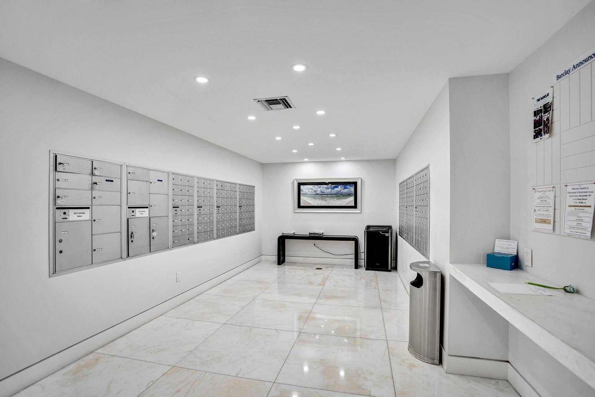 3546 S Ocean Boulevard, #327, South Palm Beach, FL 33480 Shredeer and counter to sort and shift the mail from USPS. Packages delivered to front desk per Amazon, FedEx and UPS