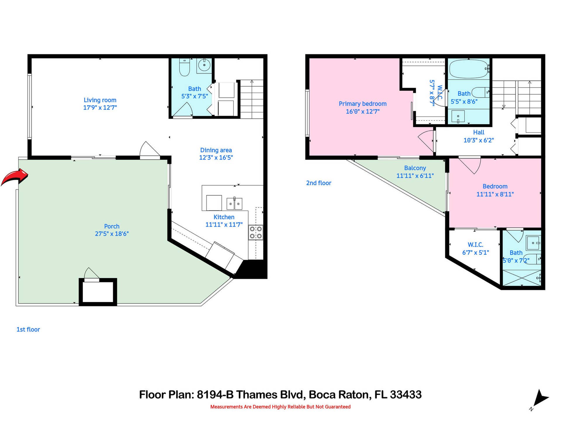 8194 Thames Boulevard, #B, Boca Raton, FL 33433 3 Floor Plan