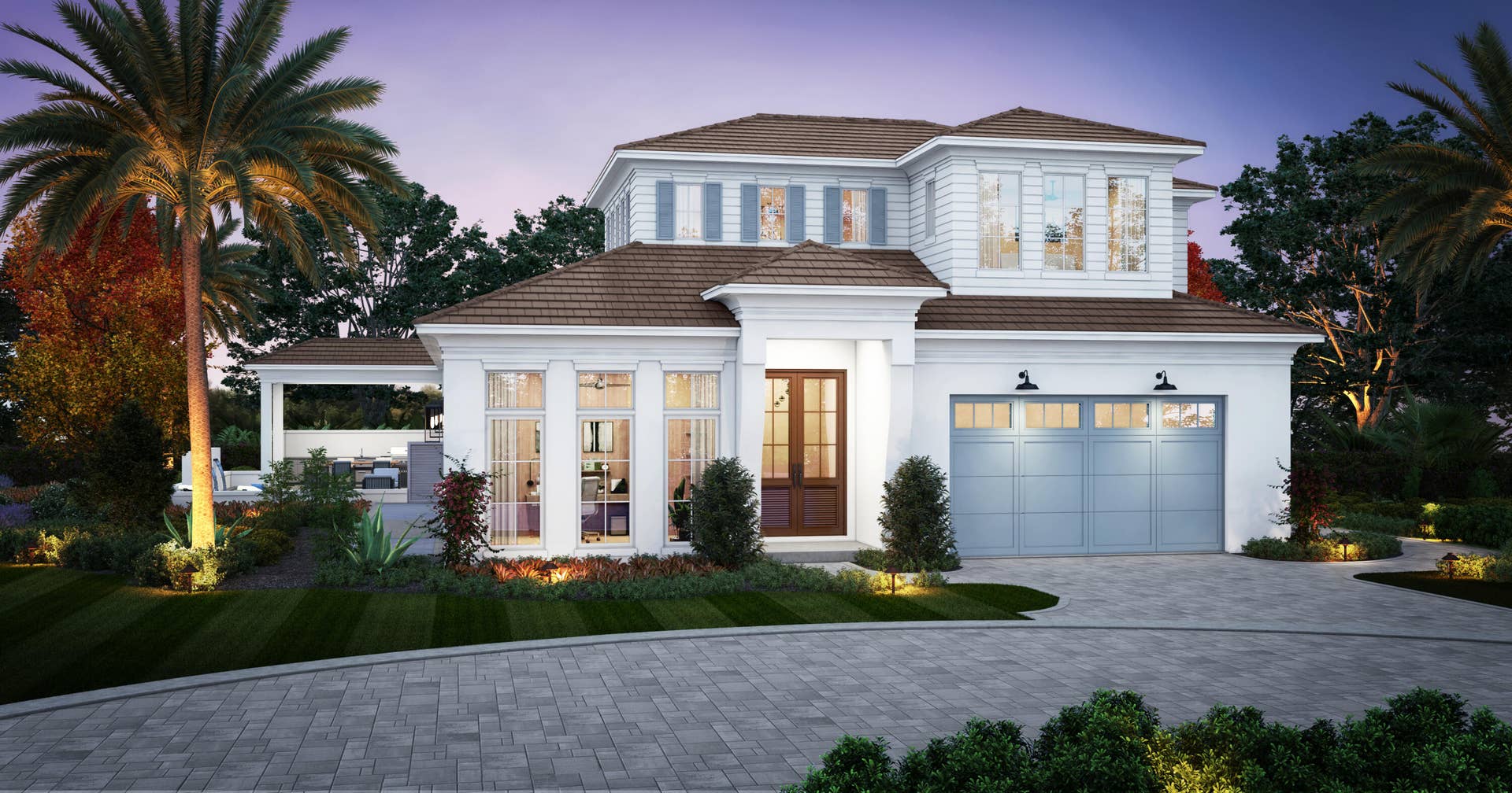 187 Birkdale Lane, Jupiter, FL 33458 Front Elevation - Dusk