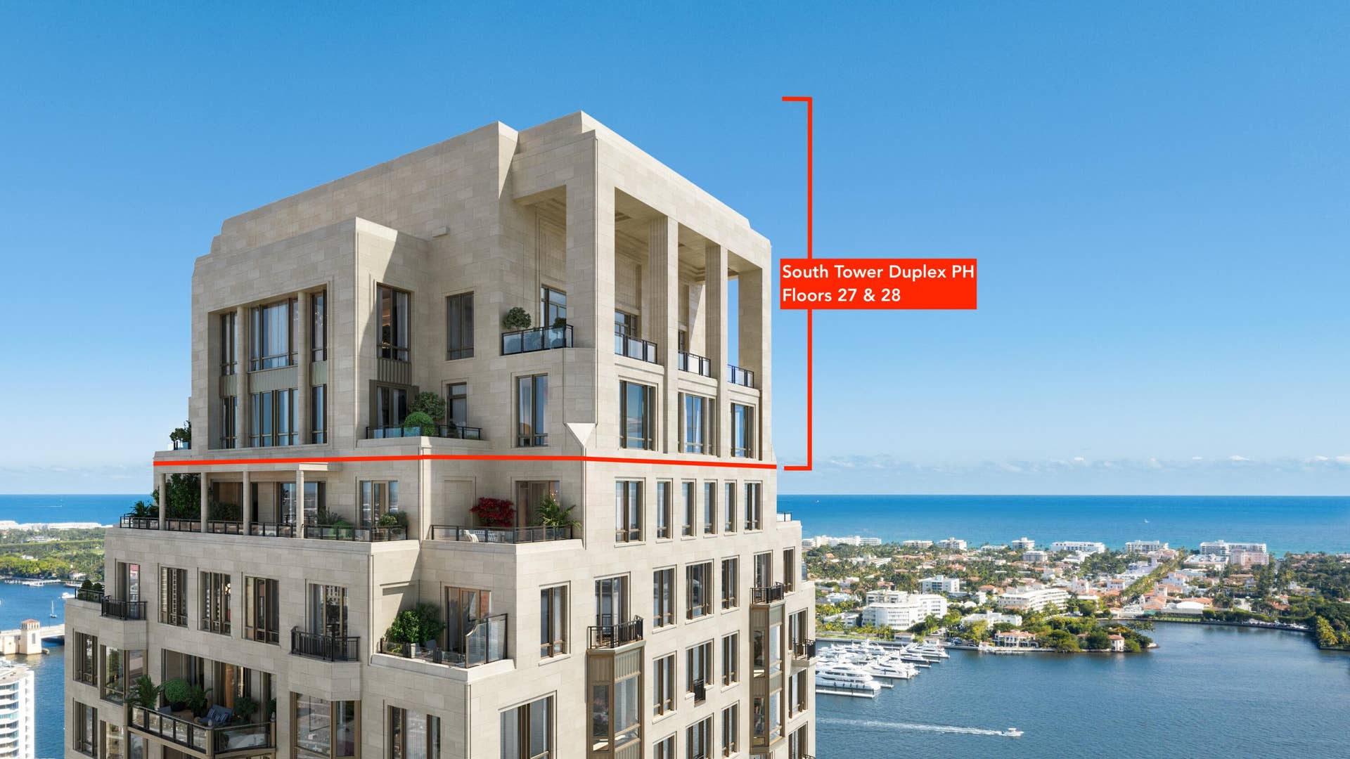 1355 S Flagler Drive, #South Tower Duplex Ph, West Palm Beach, FL 33401 SFH South Tower Crown