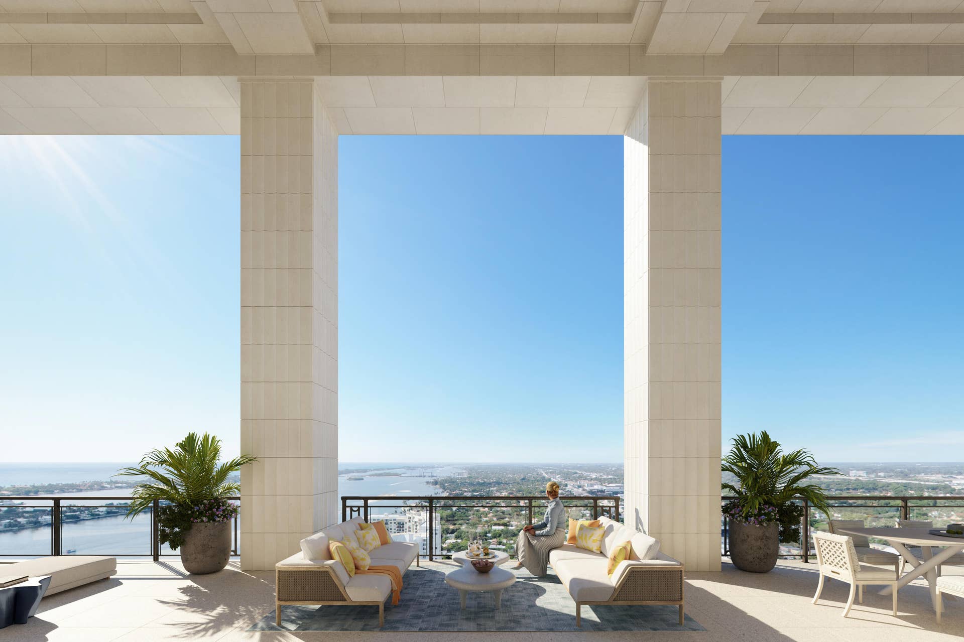 1355 S Flagler Drive, #South Tower Duplex Ph, West Palm Beach, FL 33401 South Tower Duplex PH Loggia Rendering