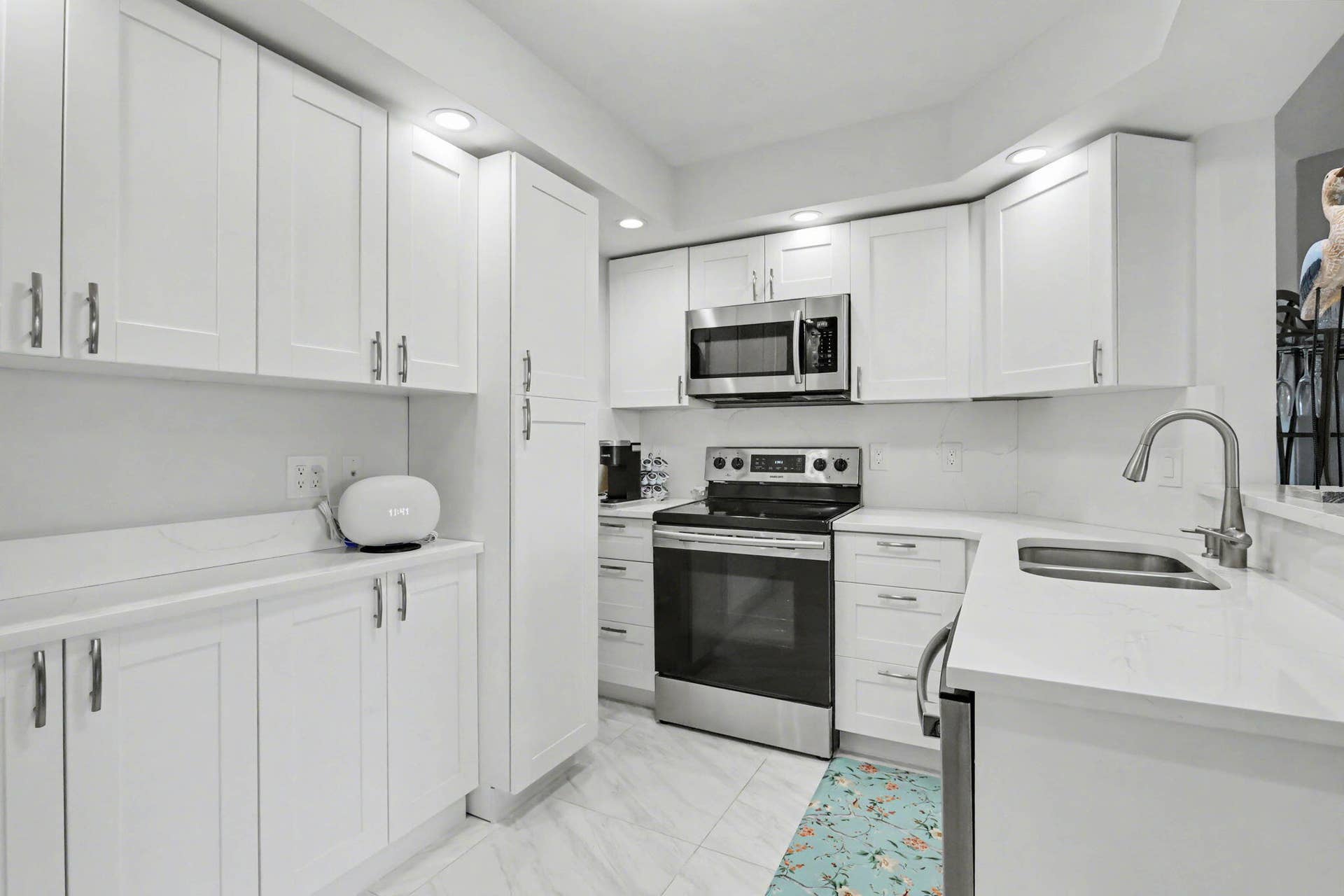 Great storage and counter space with double sink