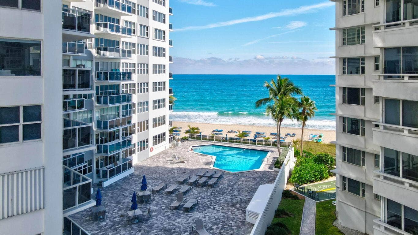 Aerial of Oceanfront Pool Deck