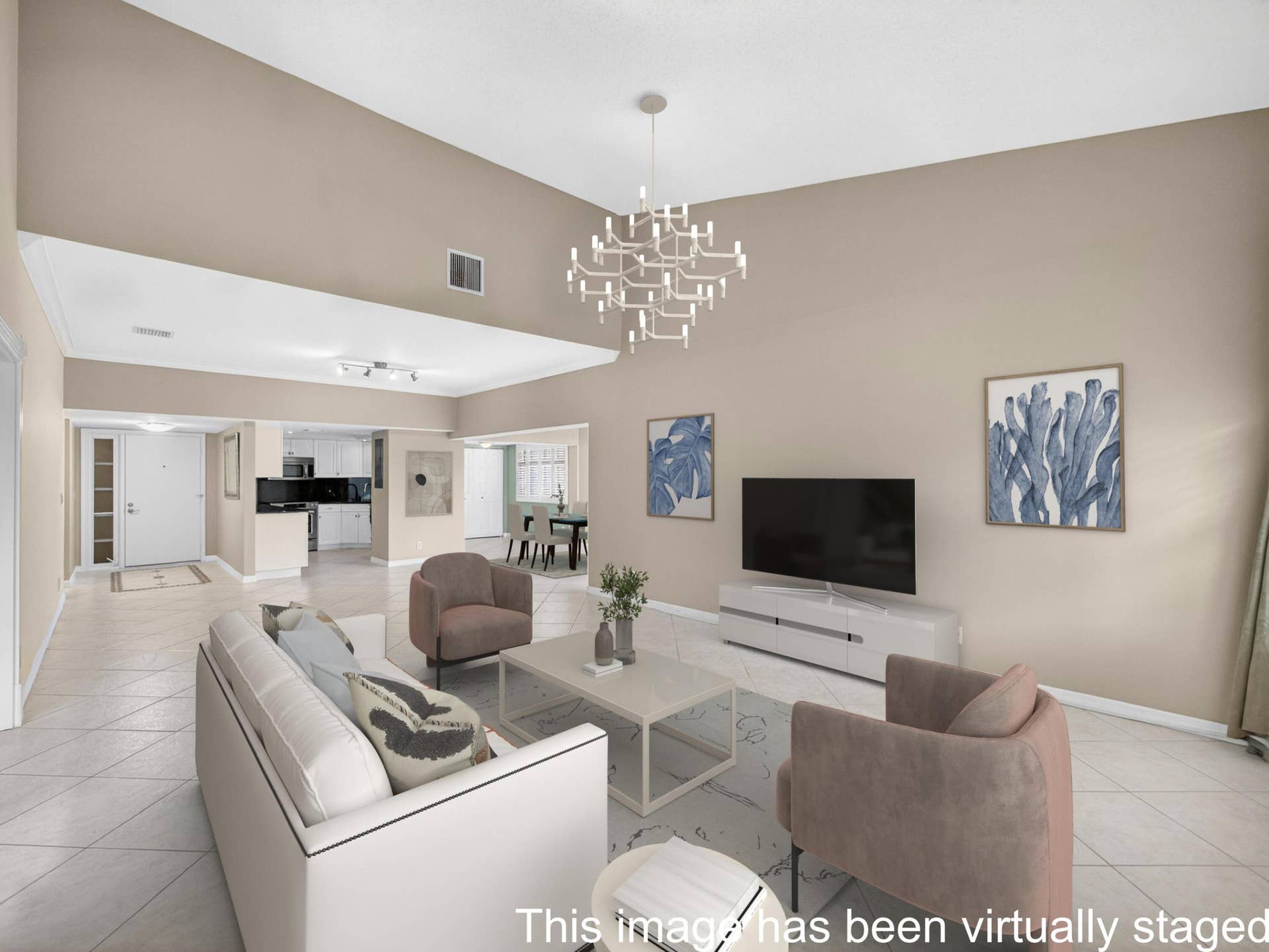 1660 Twelve Oaks Way, #303, North Palm Beach, FL 33408 1660 - Living Room _ Dining Area Staged