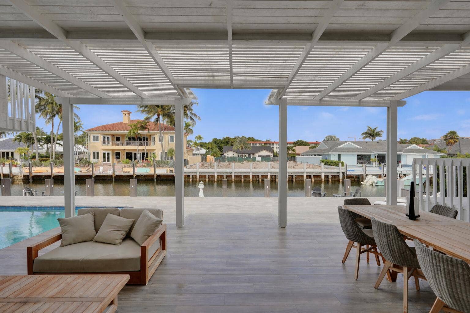 Waterfront patio with luxurious view