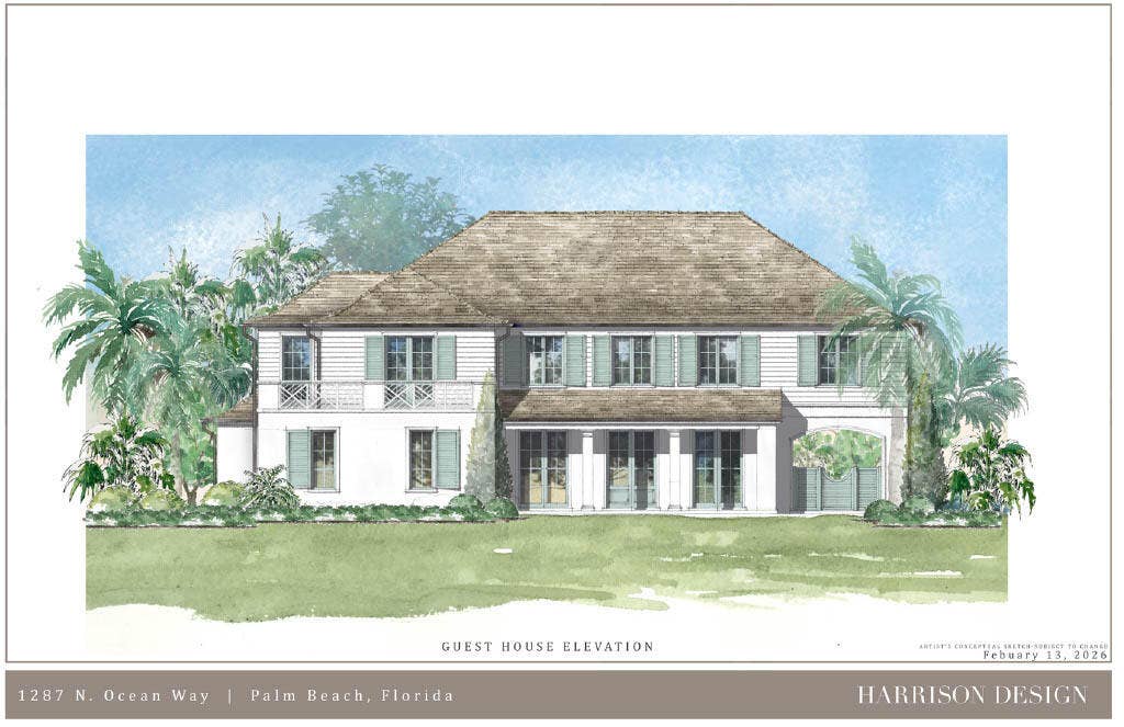 1285 North Ocean Boulevard, #Lot 1 & 2, Palm Beach, FL 33480 Artist Rendering of Potential Guest House