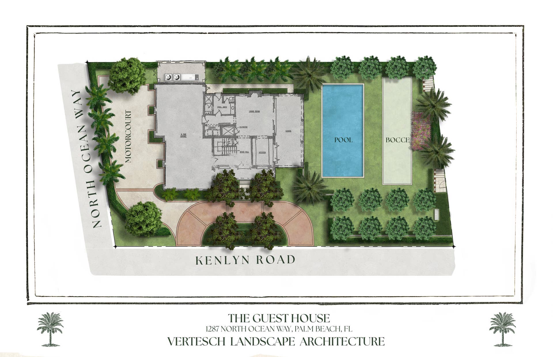 1285 North Ocean Boulevard, #Lot 1 & 2, Palm Beach, FL 33480 Artist Rendering of Potential Guest House